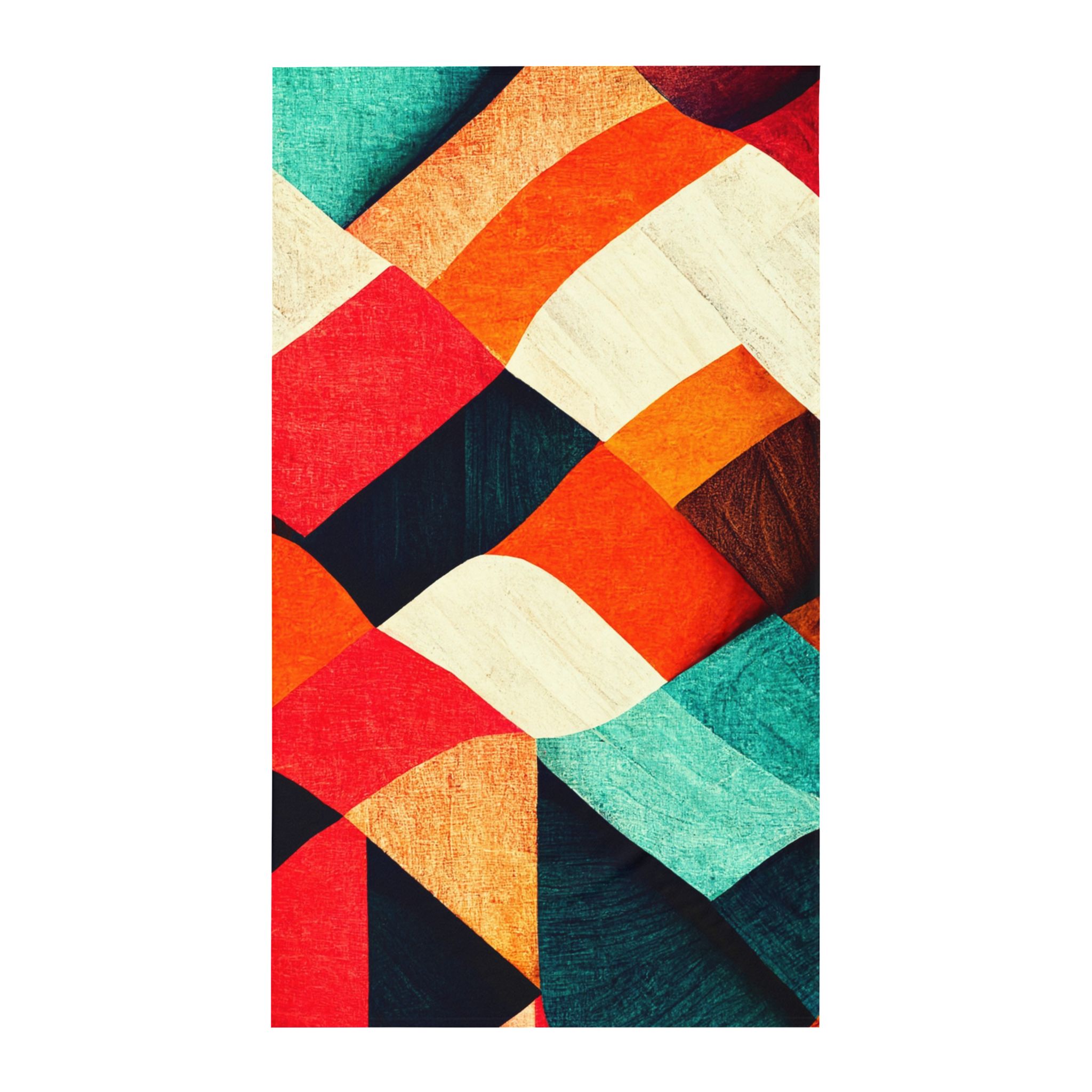 Abstract Geometric Twin Flat Sheet — Midcentury Retro Colorblock Bedding - Image 2