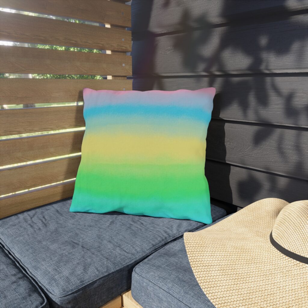 Pastel Rainbow Gradient Outdoor Pillow