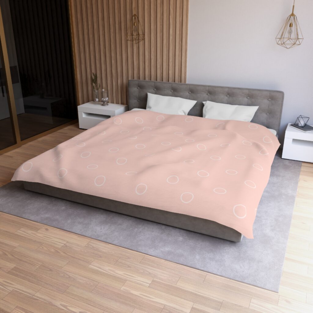 Pink Minimalist Circle Pattern Microfiber Duvet Cover