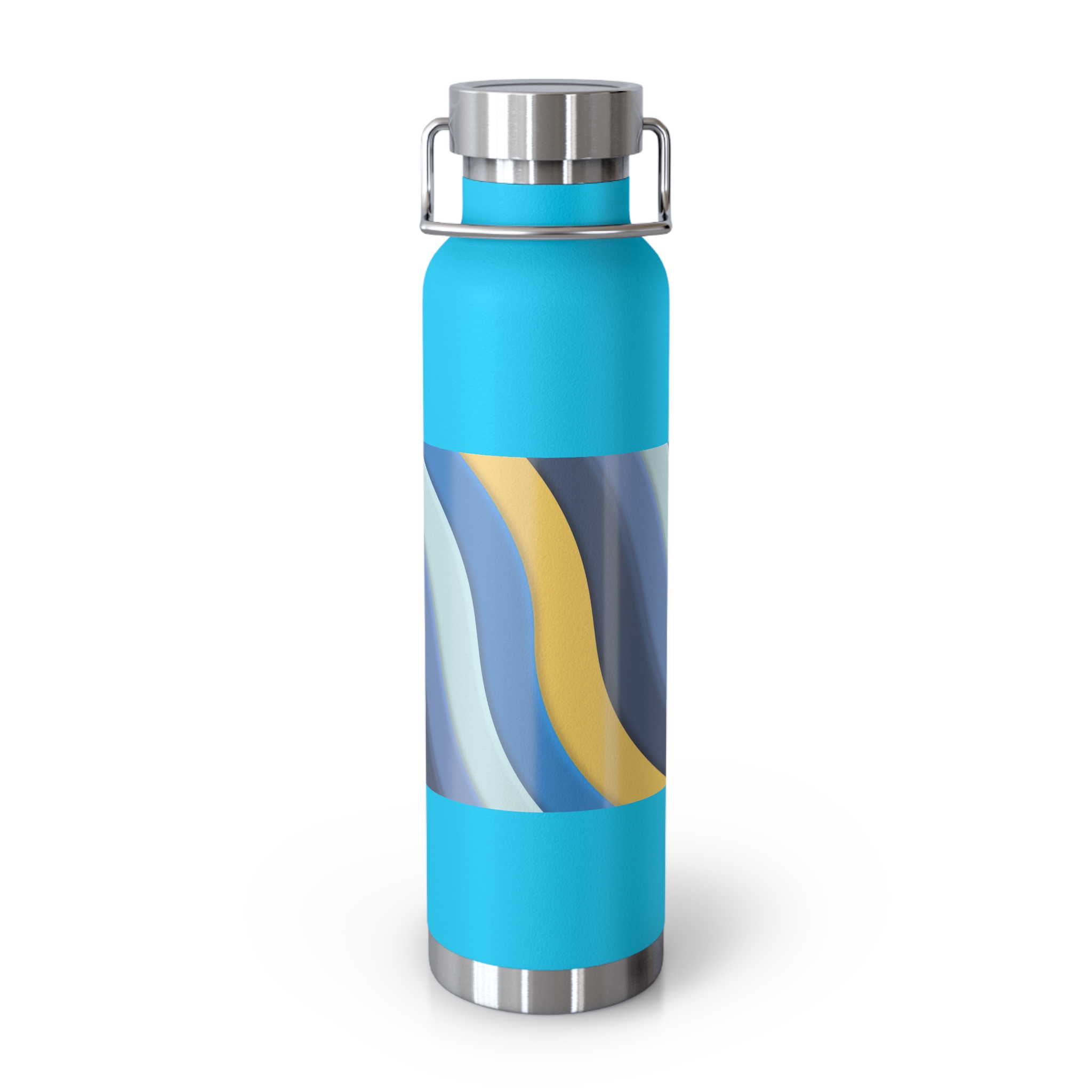 22oz Abstract Blue and Yellow Wave Vacuum Insulated Bottle - Image 31