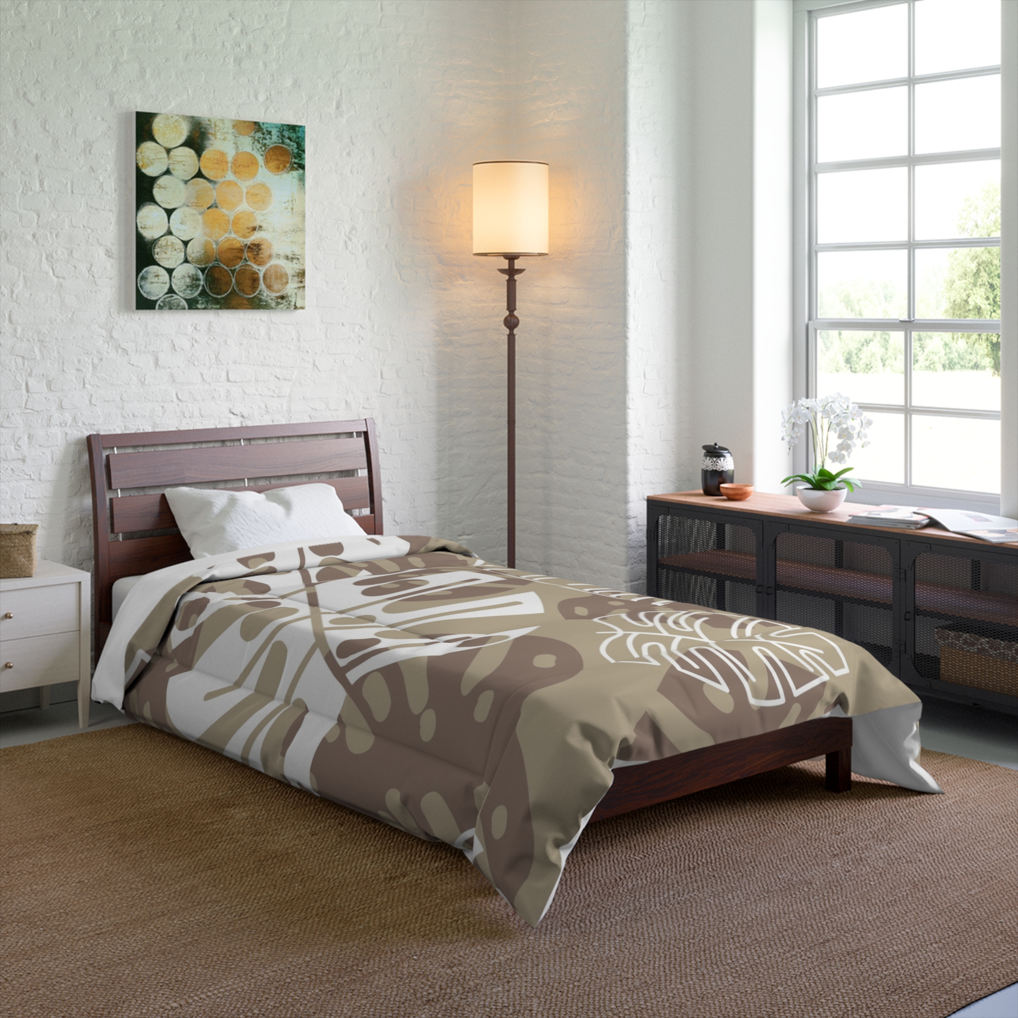 Neutral Monstera Leaf Comforter - Image 8