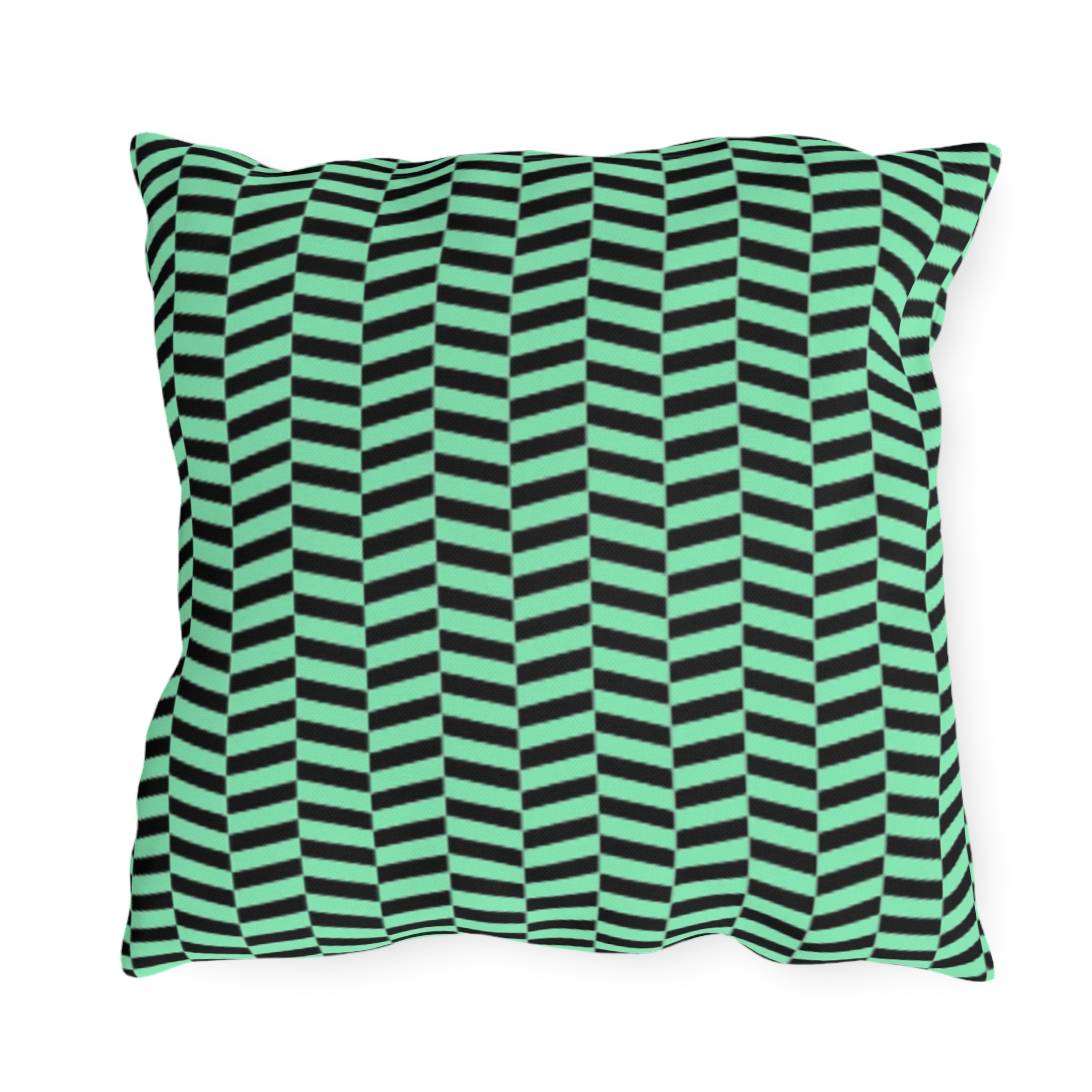 Outdoor Pillow – Mint Green and Black Geometric Wave Pattern - Image 6