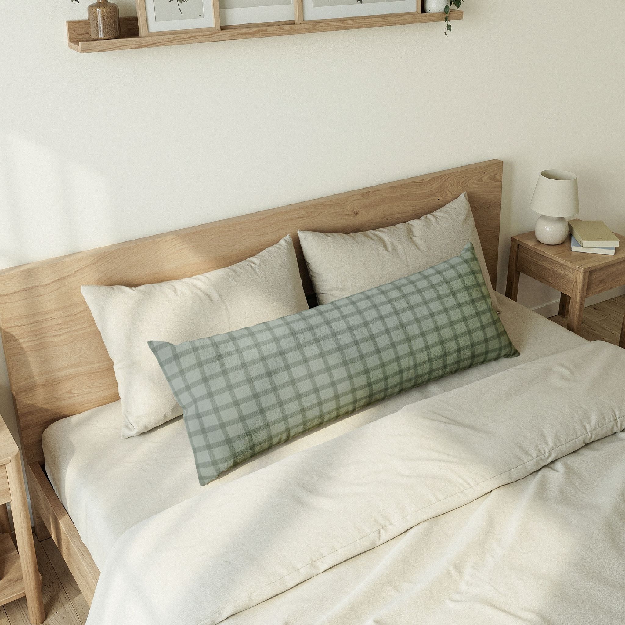 Sage Green Plaid Body Pillow - Image 6
