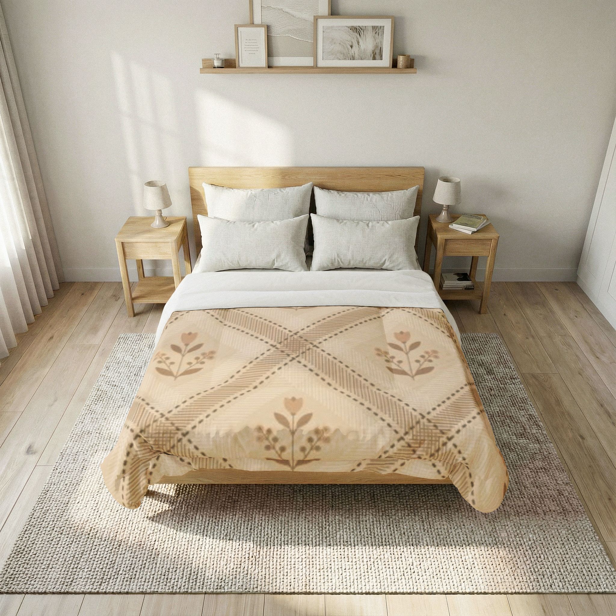 Vintage Floral Diamond Pattern Cotton Comforter - Image 4