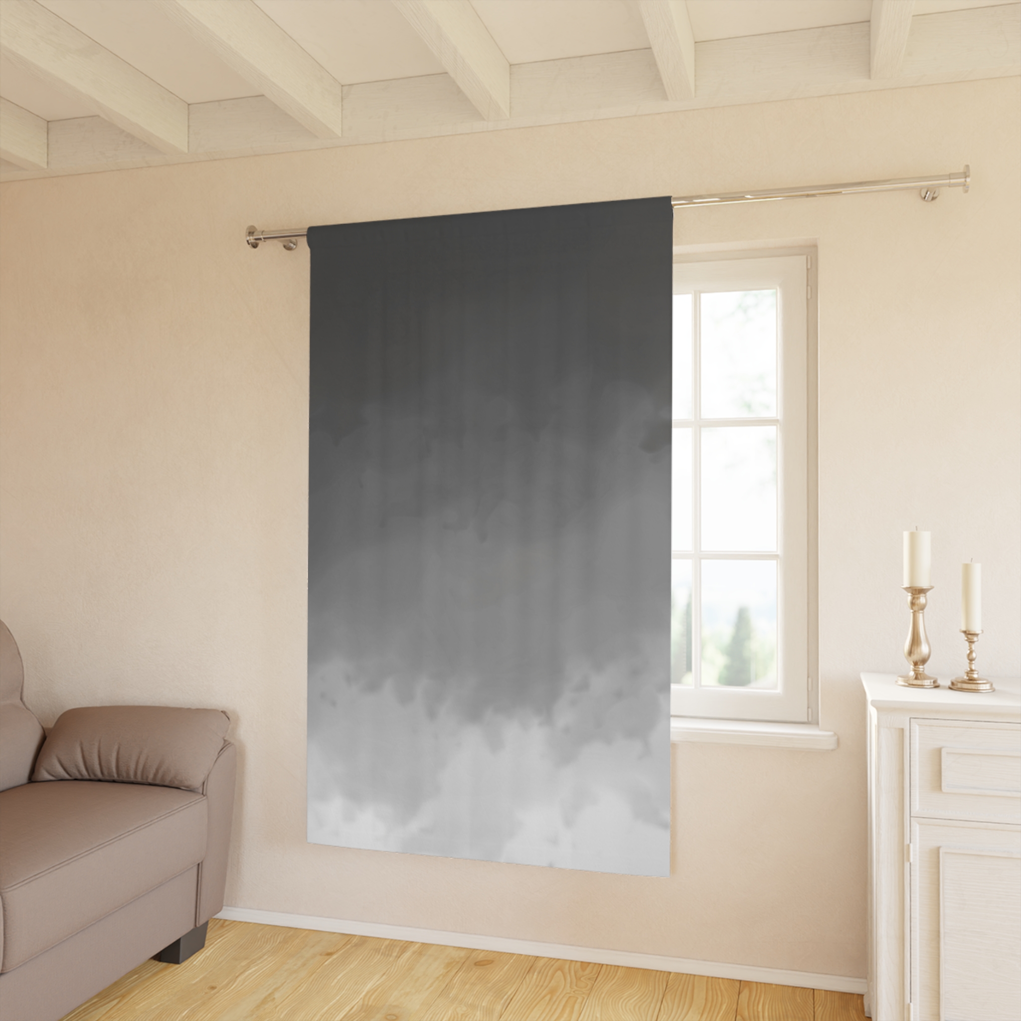 Gradient Cloud Window Curtain — Modern Gray Ombre Single Panel - Image 3