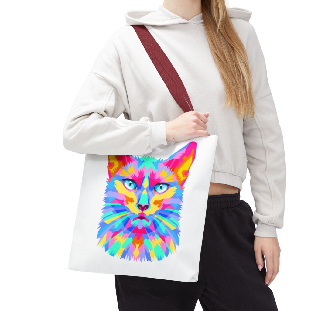 Colorful Pop Art Cat Tote Bag