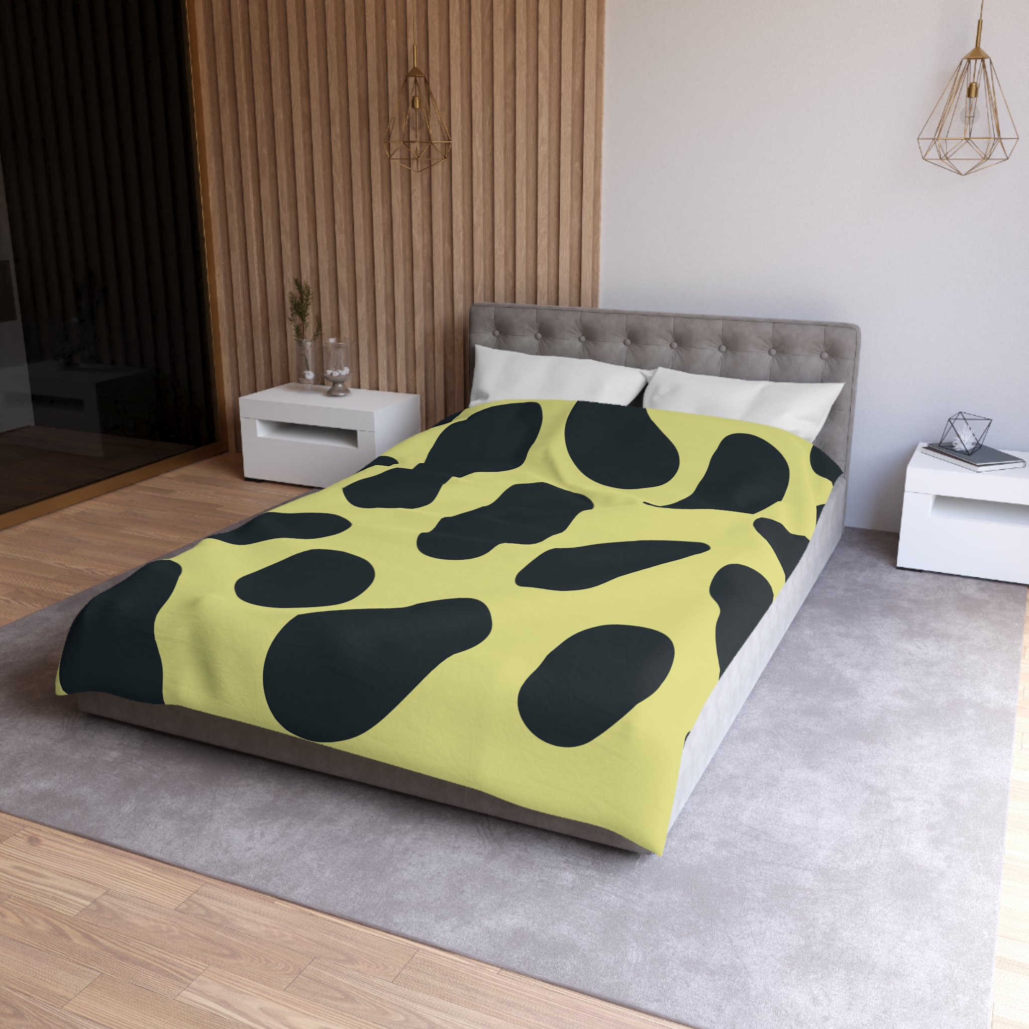Black and Yellow Abstract Pattern Microfiber Duvet Cover - Image 24
