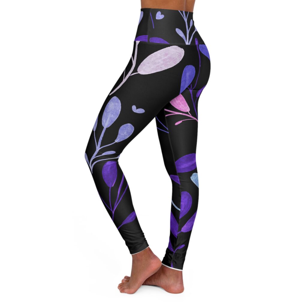 Purple Botanical High-Waisted Yoga Leggings