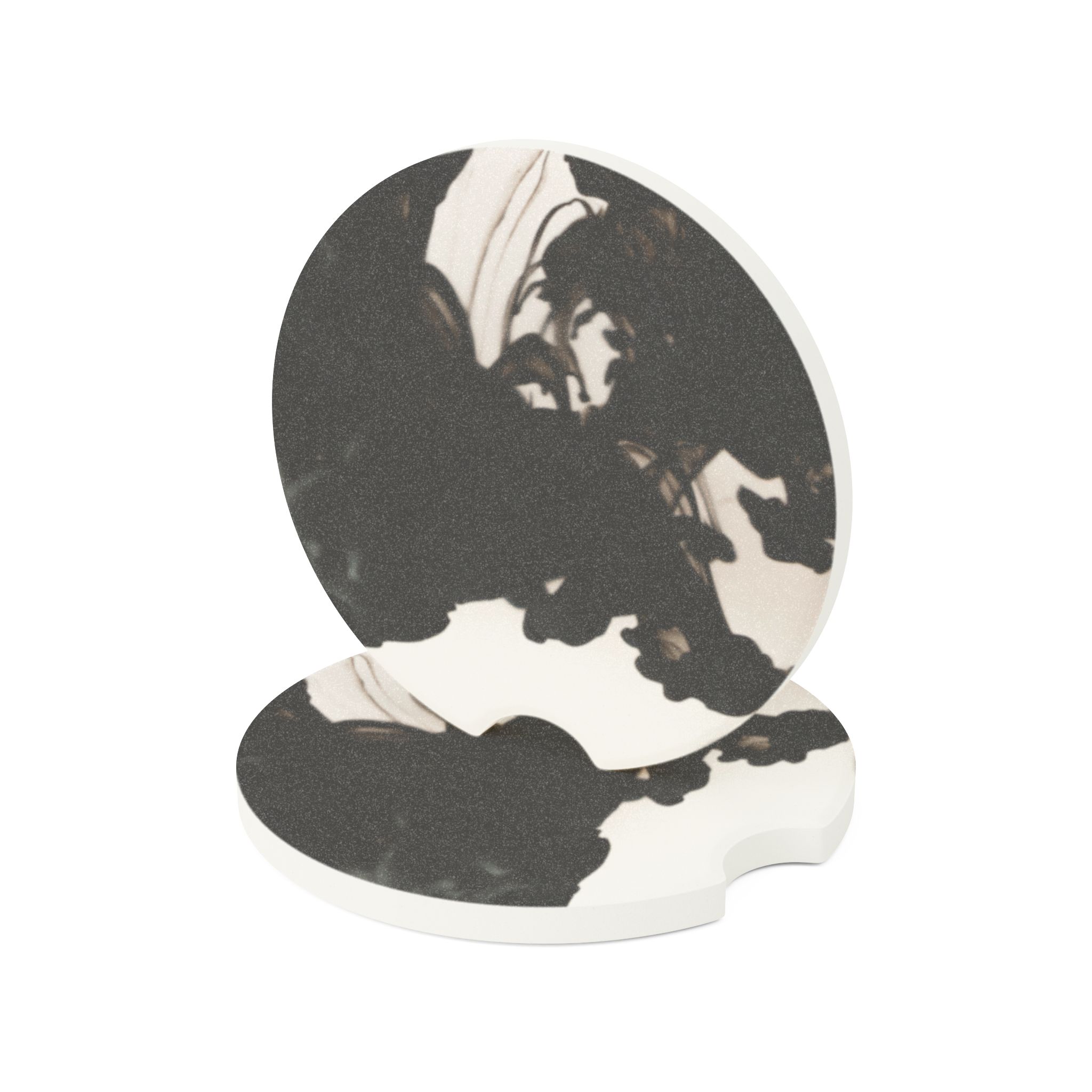 Soapstone Car Coaster with Vintage Black-and-White Portrait Design - Image 8