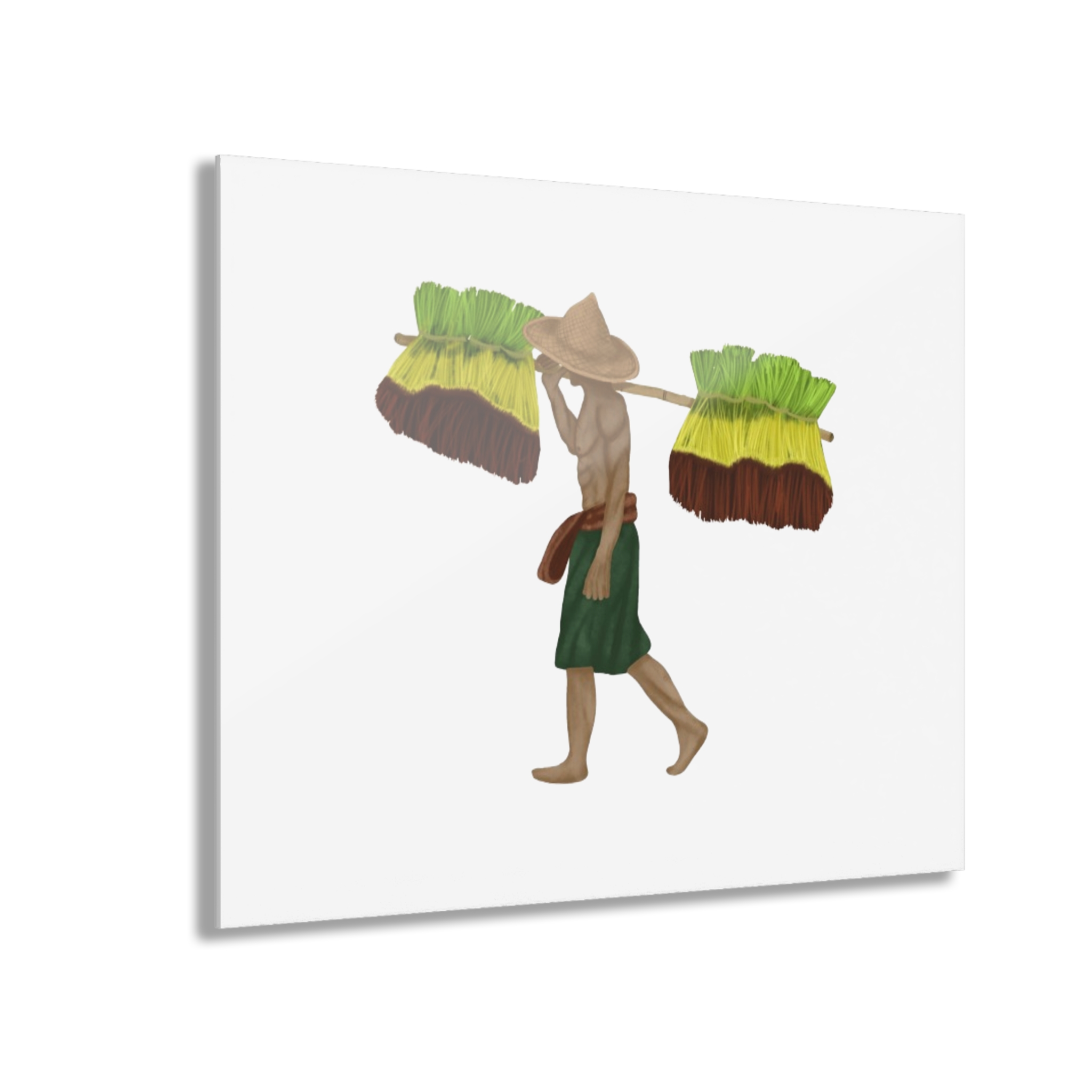 Acrylic Print – Market Vendor Carrying Brooms (French Cleat Wall Art) - Image 9