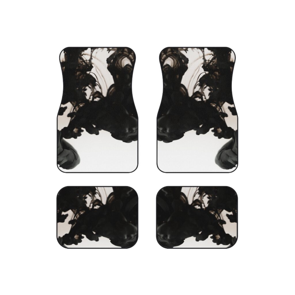 Abstract Black Ink Car Mats Set of 4