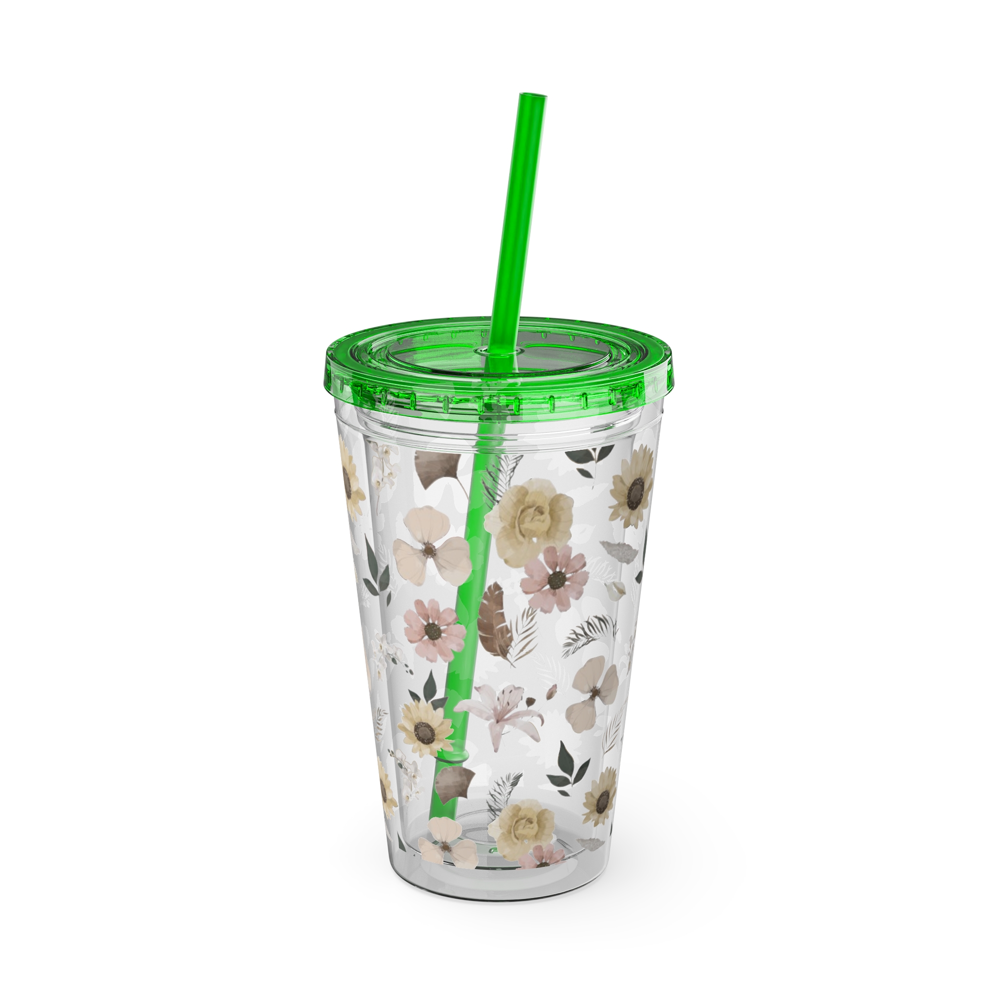 Neutral Watercolor Sunflower Floral Tumbler 16oz - Image 20