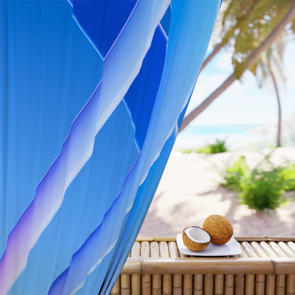 Abstract Blue Wave Window Curtain