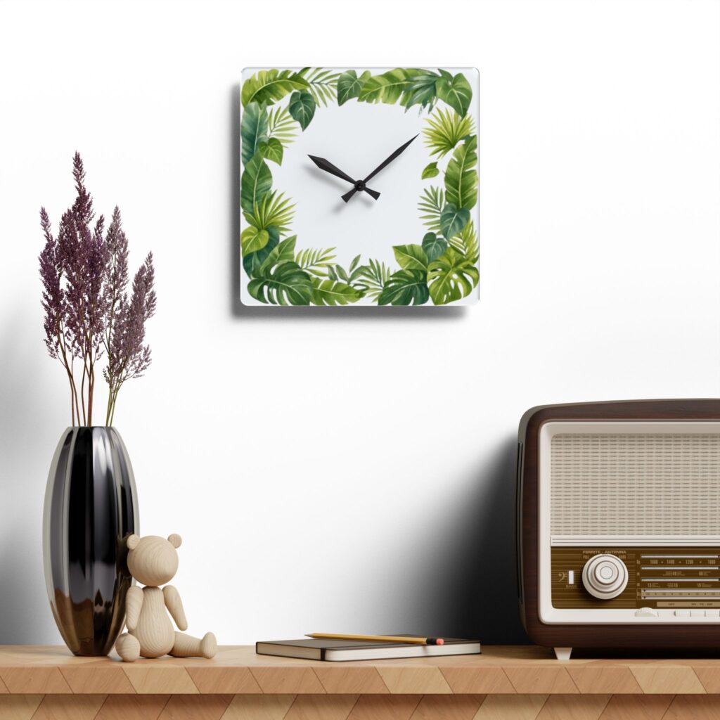 Tropical Greenery Acrylic Wall Clock