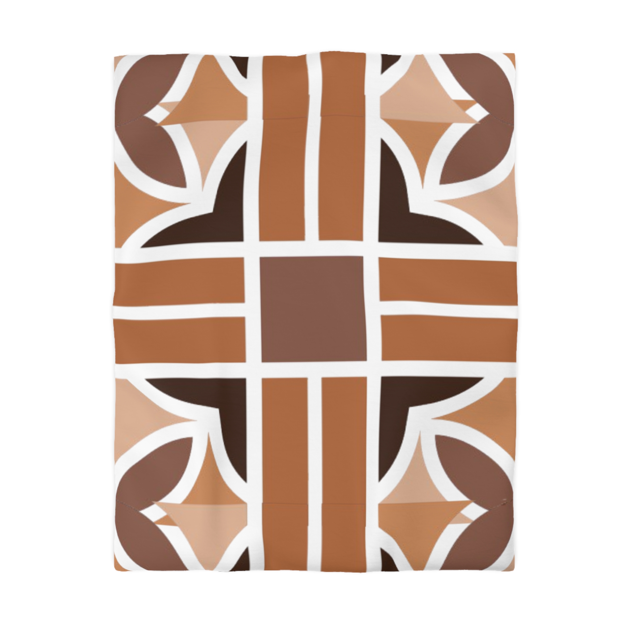 Geometric Brown Abstract Microfiber Duvet Cover - Image 2
