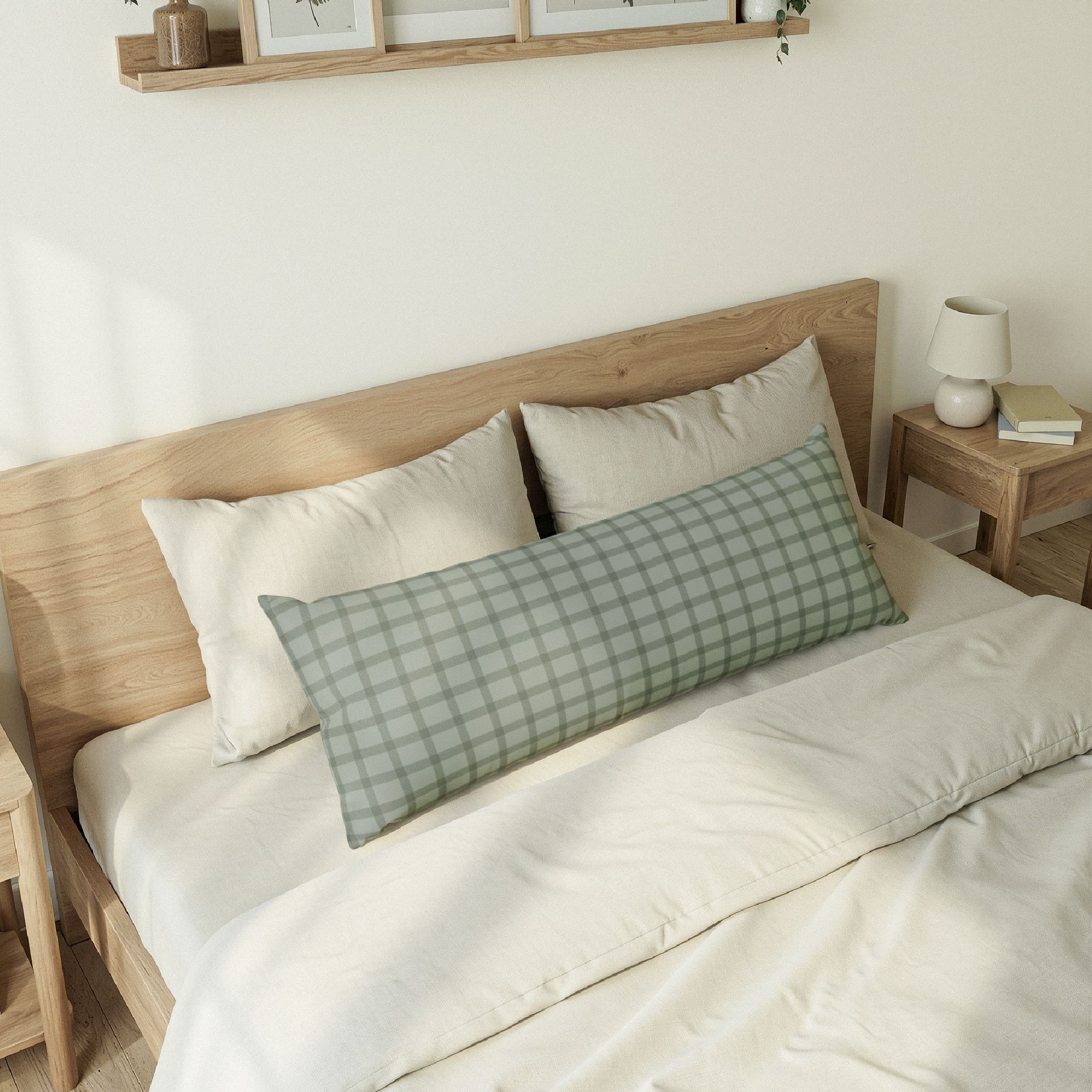 Sage Green Plaid Body Pillow