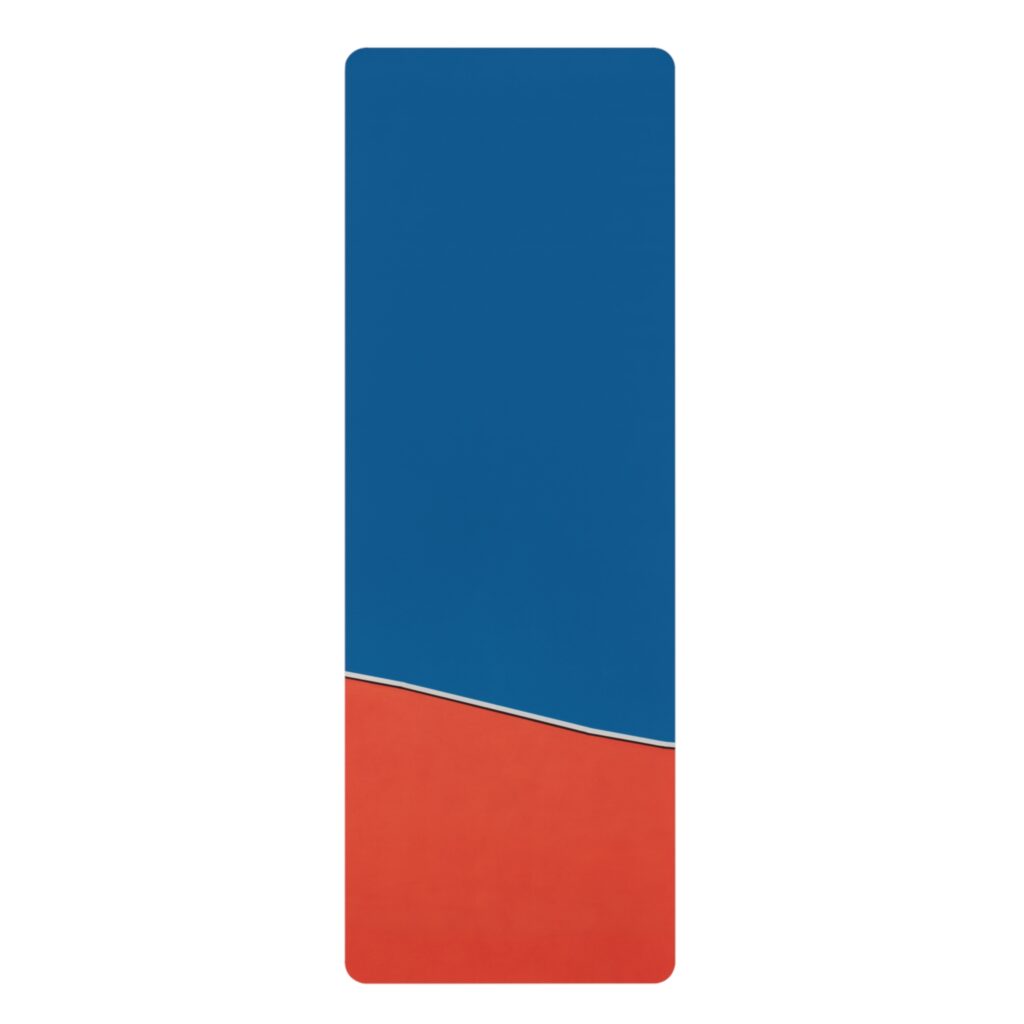 Dual-Tone Rubber Yoga Mat — Blue & Coral Non-Slip Fitness Mat