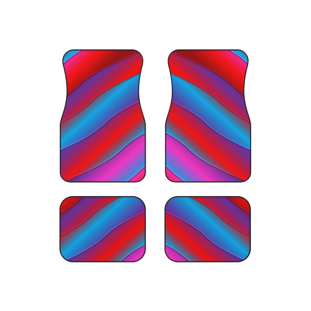 Vibrant Color Wave Car Mats Set of 4