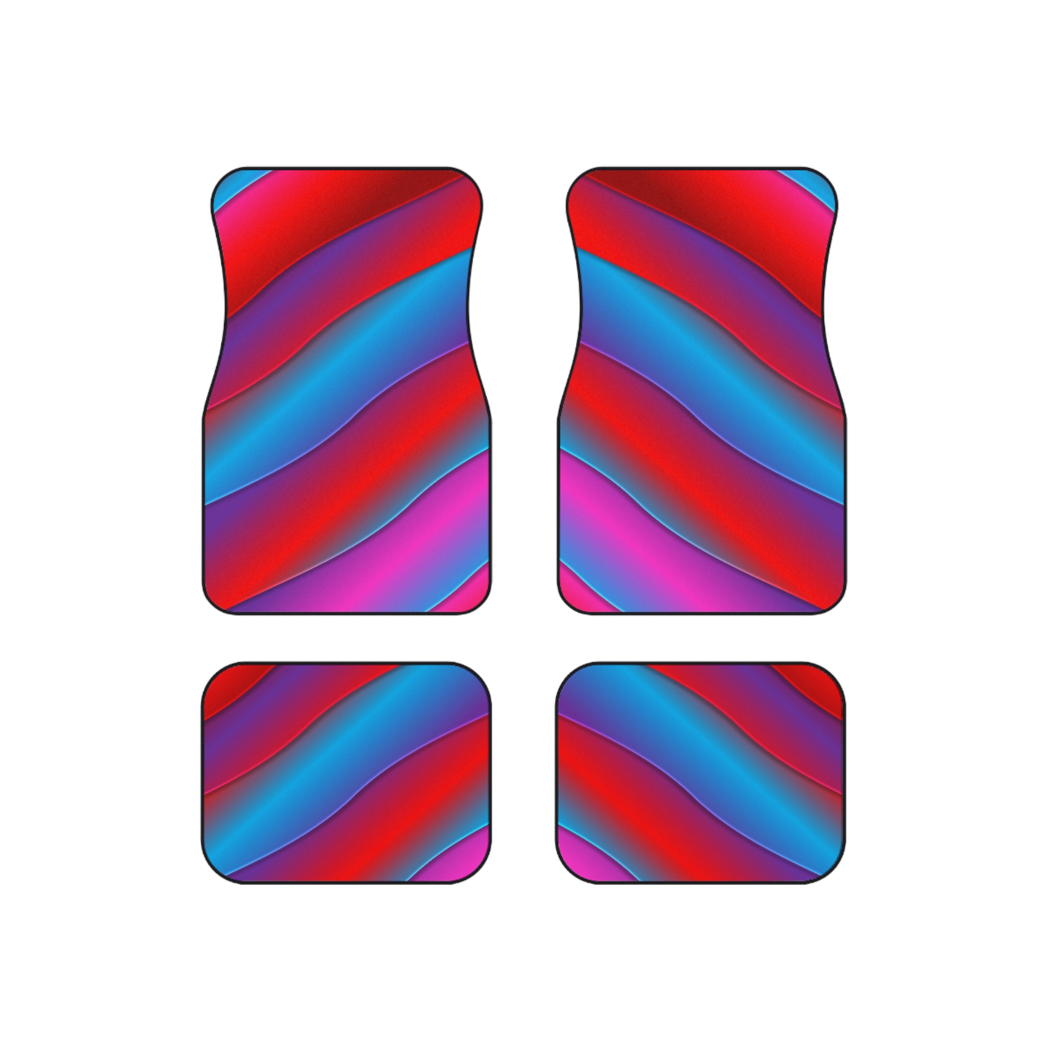 Vibrant Color Wave Car Mats Set of 4