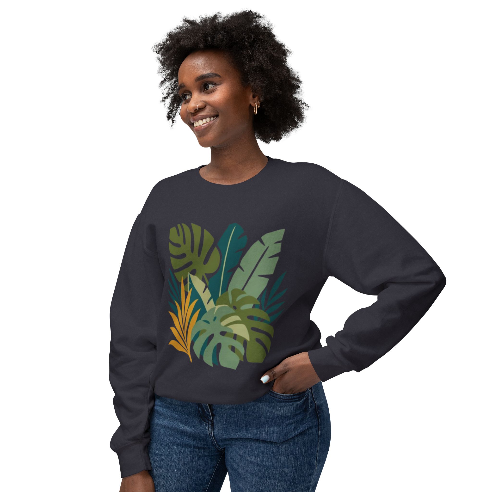 Tropical Leaf Botanical Print Sweatshirt - Image 47