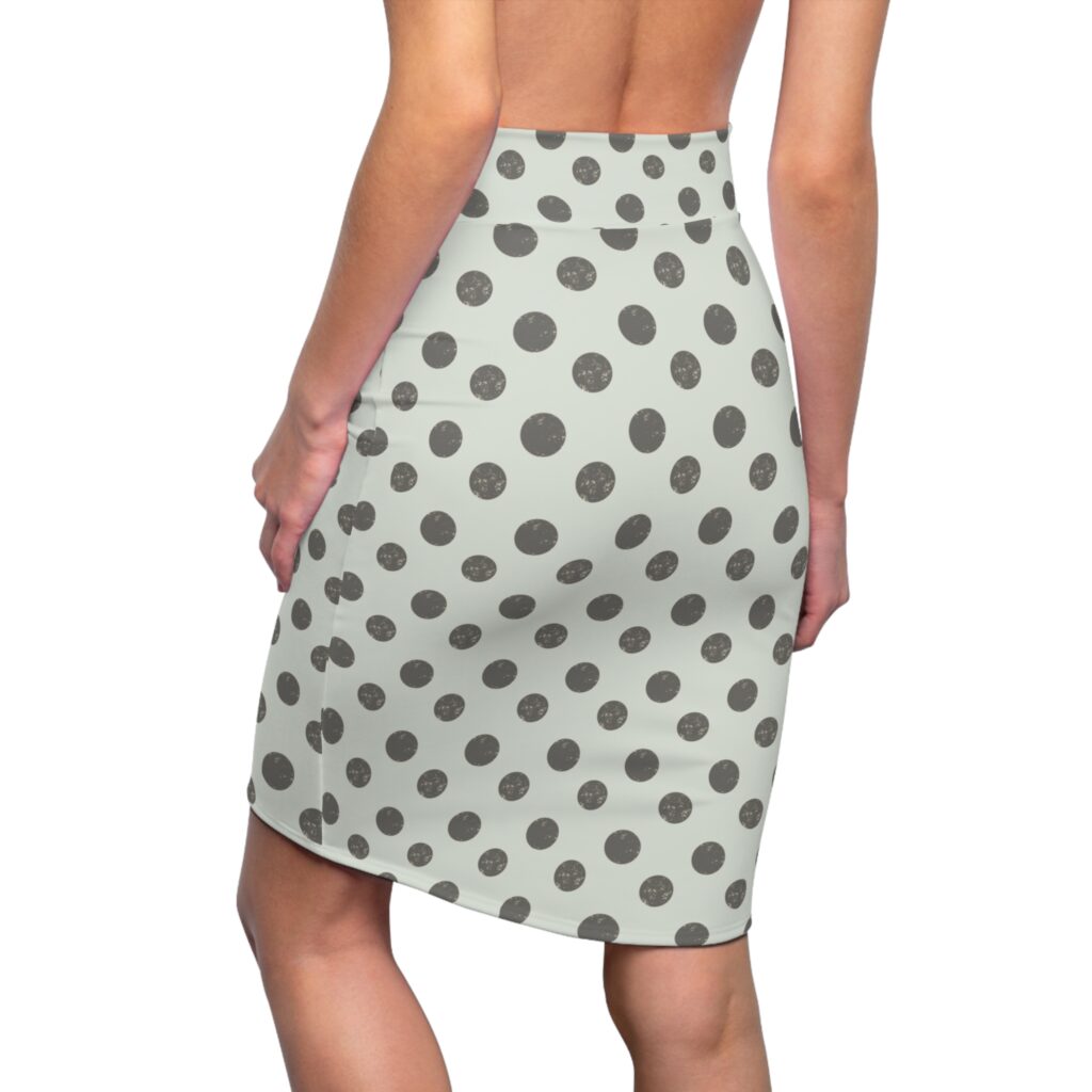 Grey Polka Dot Pencil Skirt
