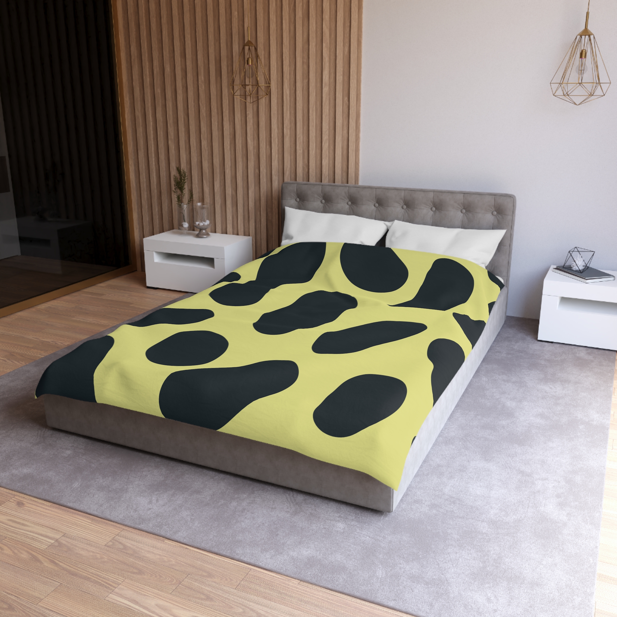 Black and Yellow Abstract Pattern Microfiber Duvet Cover - Image 12
