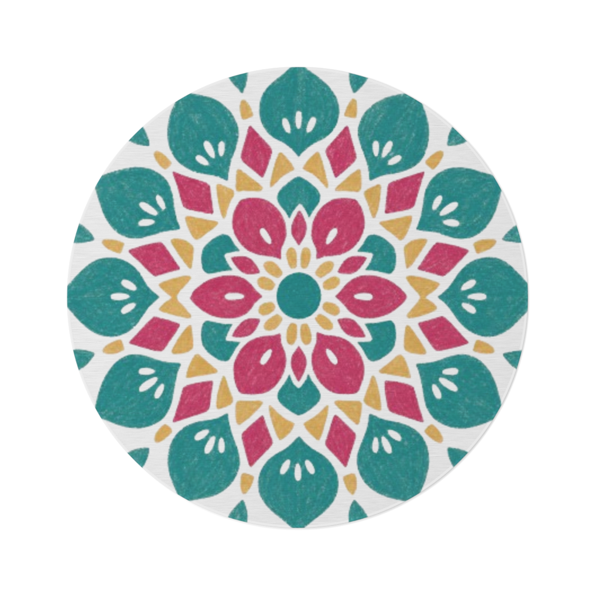 Colorful Mandala Floral Round Rug - Image 2