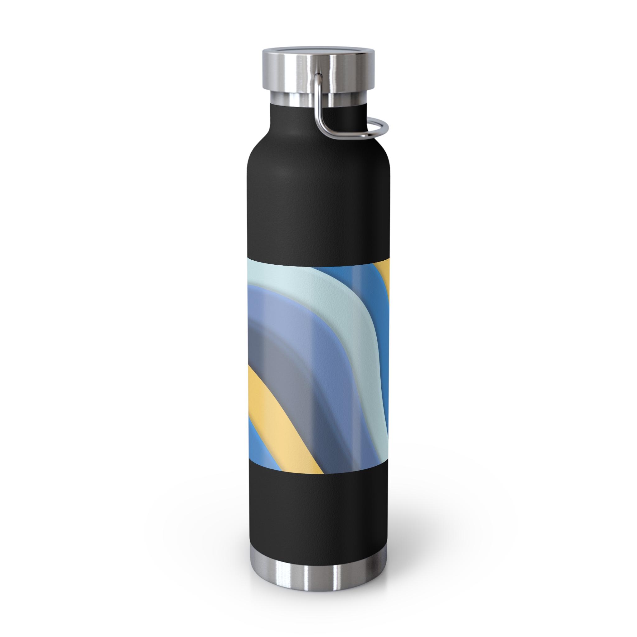 22oz Abstract Blue and Yellow Wave Vacuum Insulated Bottle - Image 17