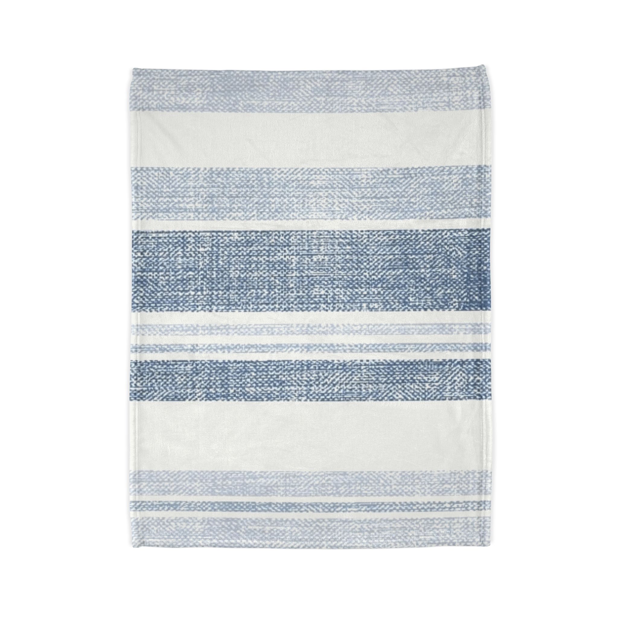 Blue and White Striped Soft Polyester Blanket - Image 3