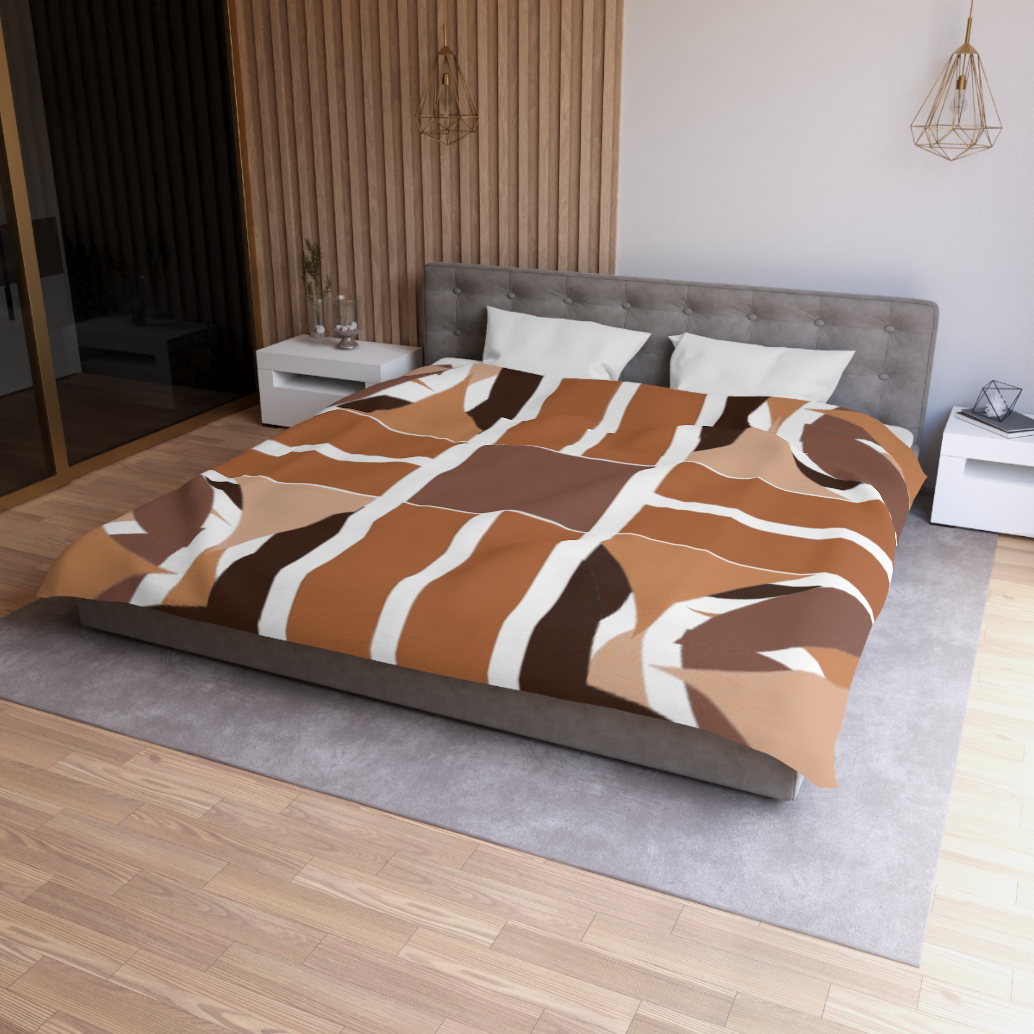 Geometric Brown Abstract Microfiber Duvet Cover - Image 18