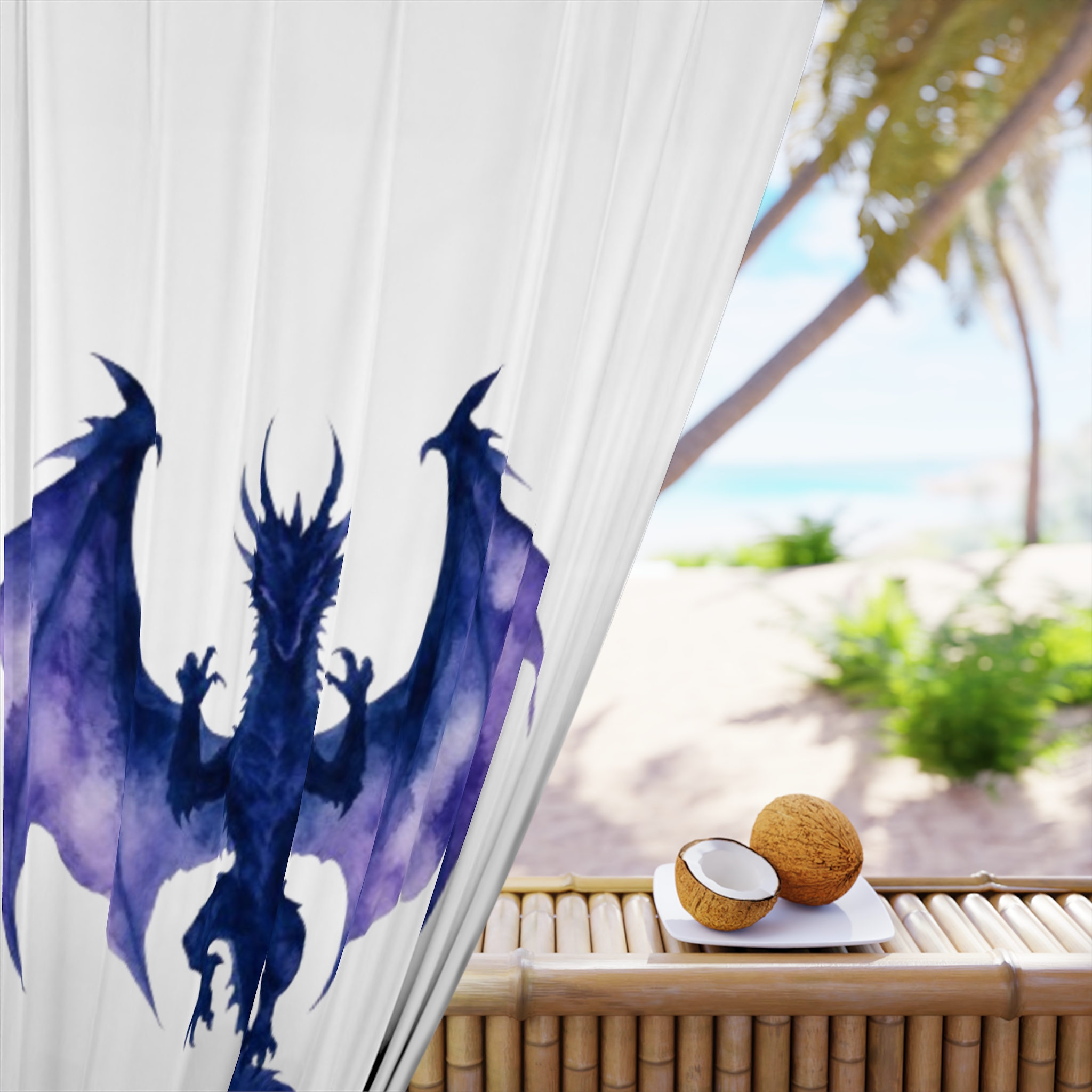 Purple Dragon Fantasy Window Curtain - Image 4