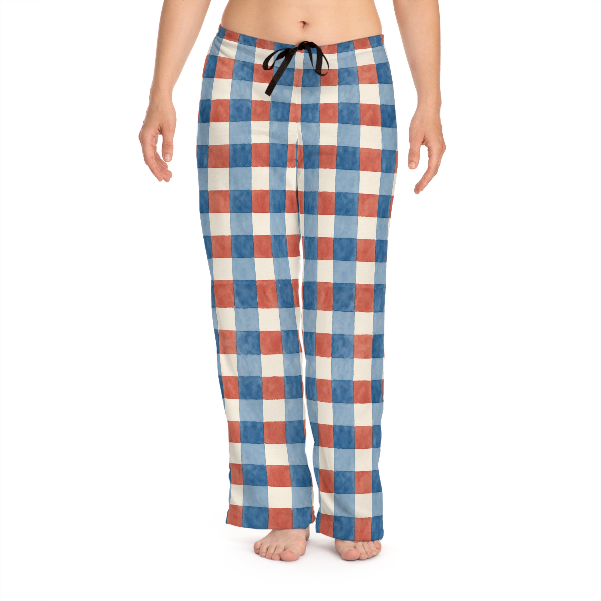 Women’s Red, White & Blue Gingham Pajama Pants - Image 4