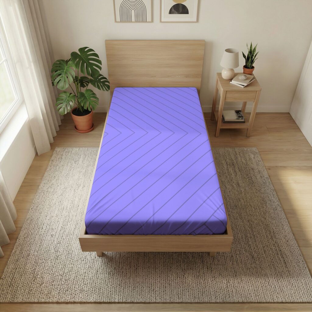 Purple Geometric Twin Flat Sheet — Chevron Stripe Bedding