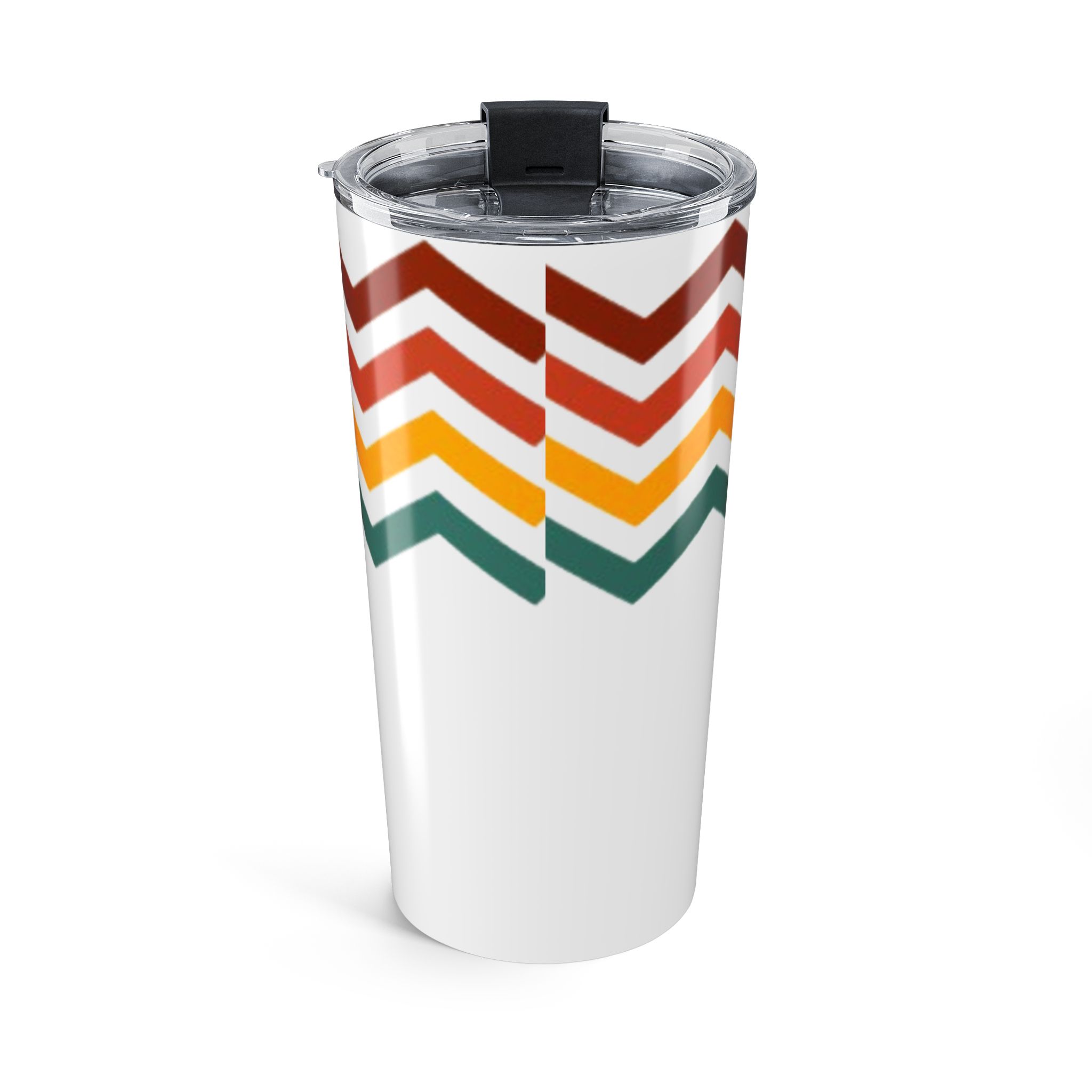 20oz Retro Chevron Tumbler – Insulated Travel Cup with Earth Tone Stripes - Image 3