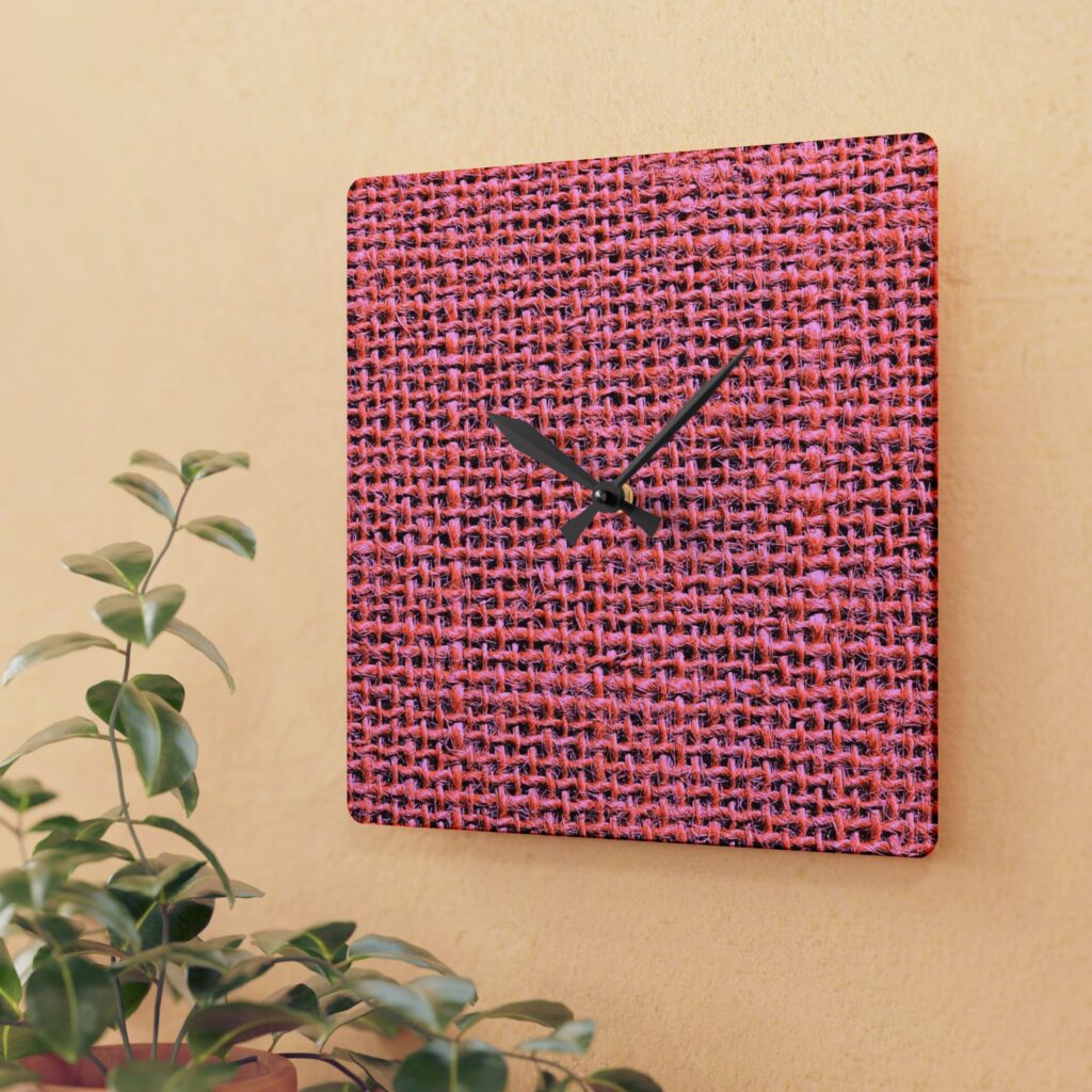 Pink Woven Texture Acrylic Wall Clock