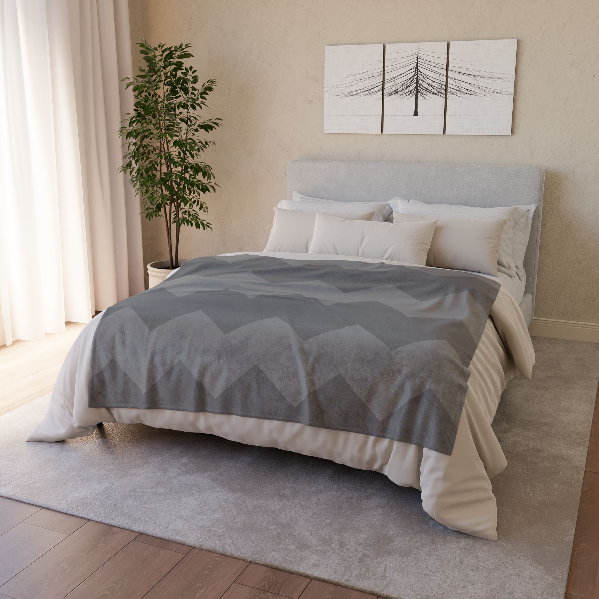 Chevron Plush Blanket — Cozy Gray Zigzag Throw - Image 12