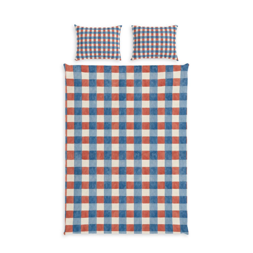 Red, White & Blue Gingham Cotton Bed Set