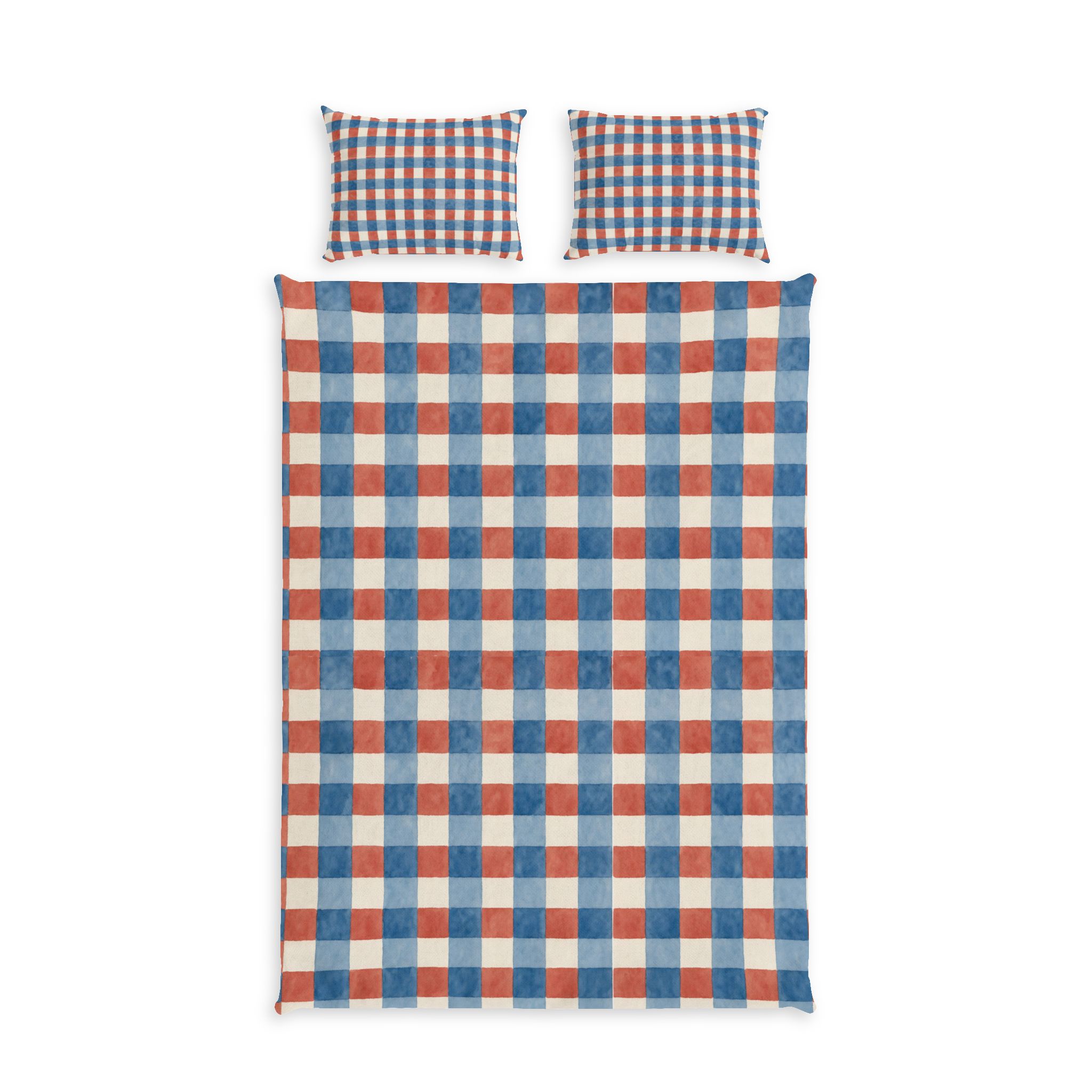 Red, White & Blue Gingham Cotton Bed Set