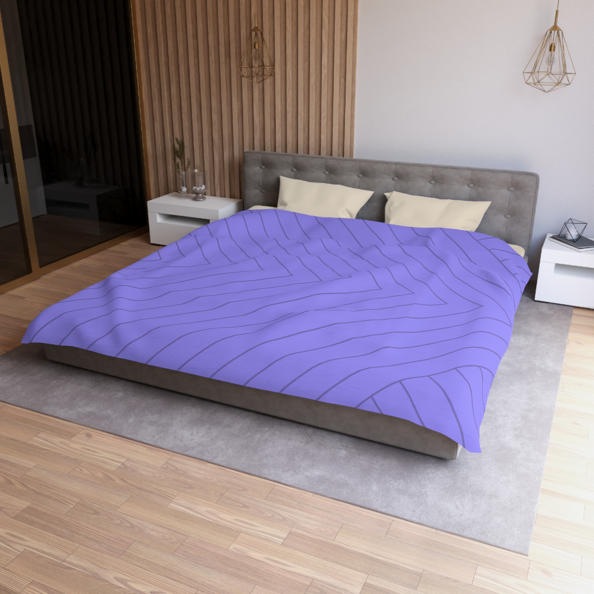 Lavender Geometric Duvet Cover — Modern Chevron Striped Microfiber - Image 15