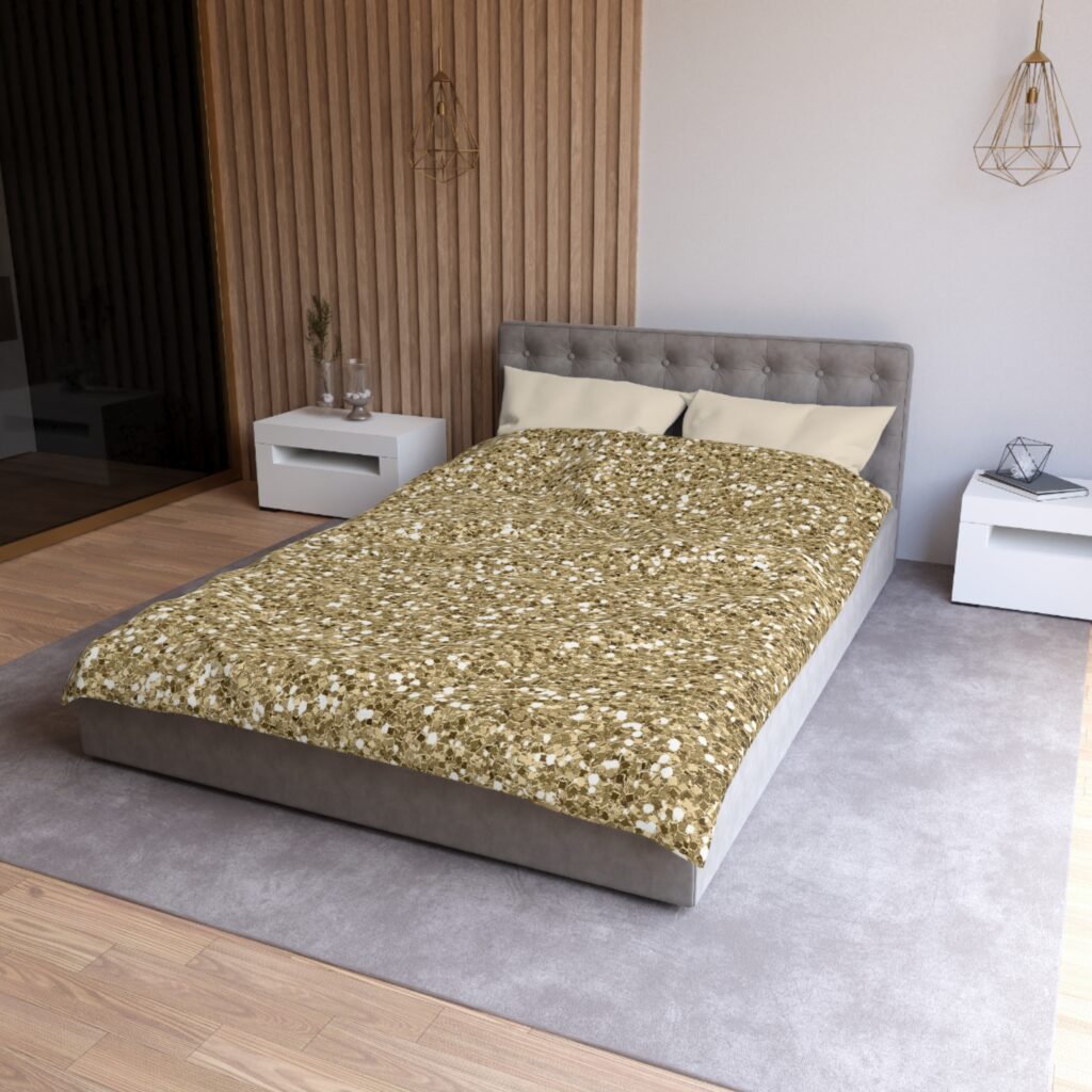 Gold Glitter Microfiber Duvet Cover — Sparkling Metallic Bedding