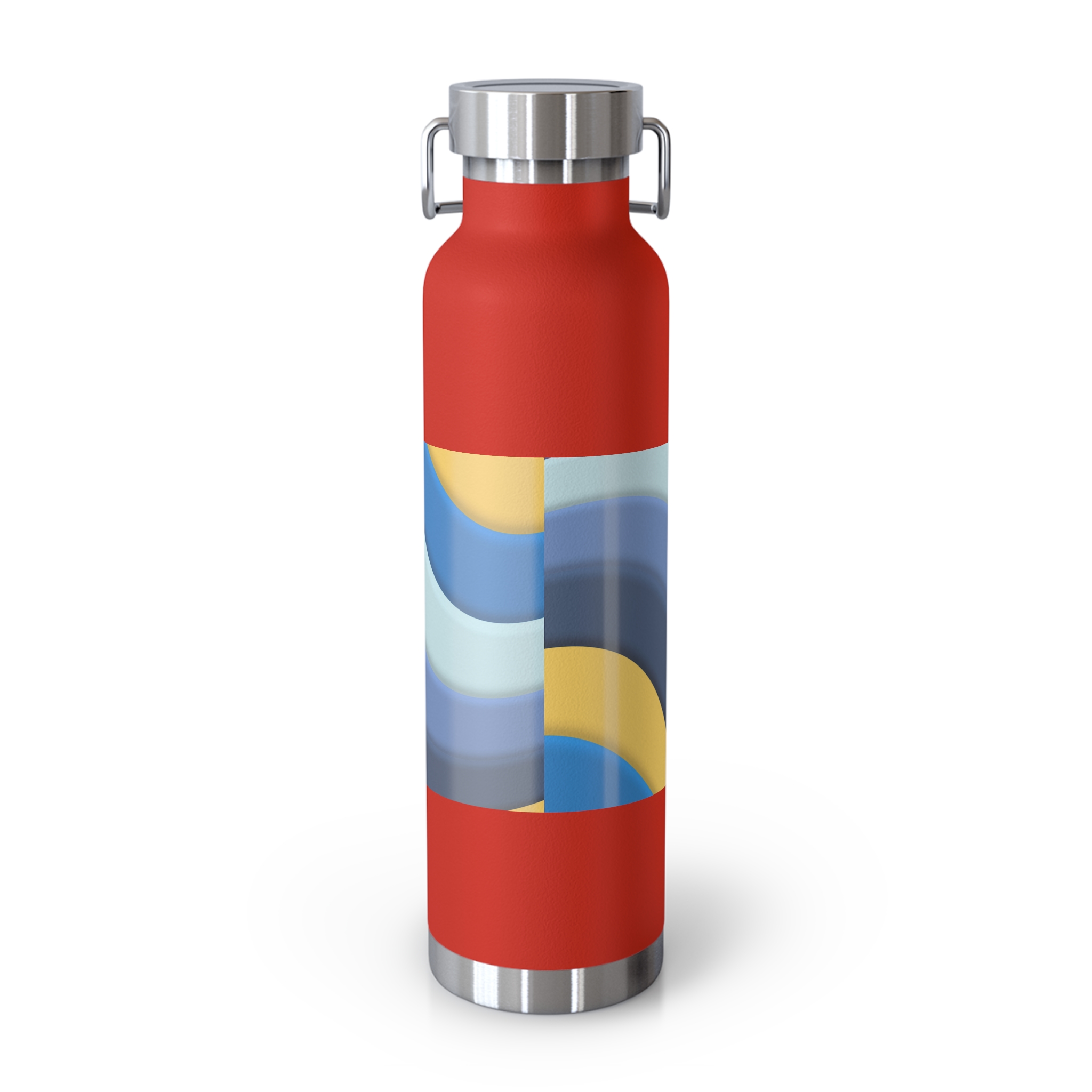 22oz Abstract Blue and Yellow Wave Vacuum Insulated Bottle - Image 10