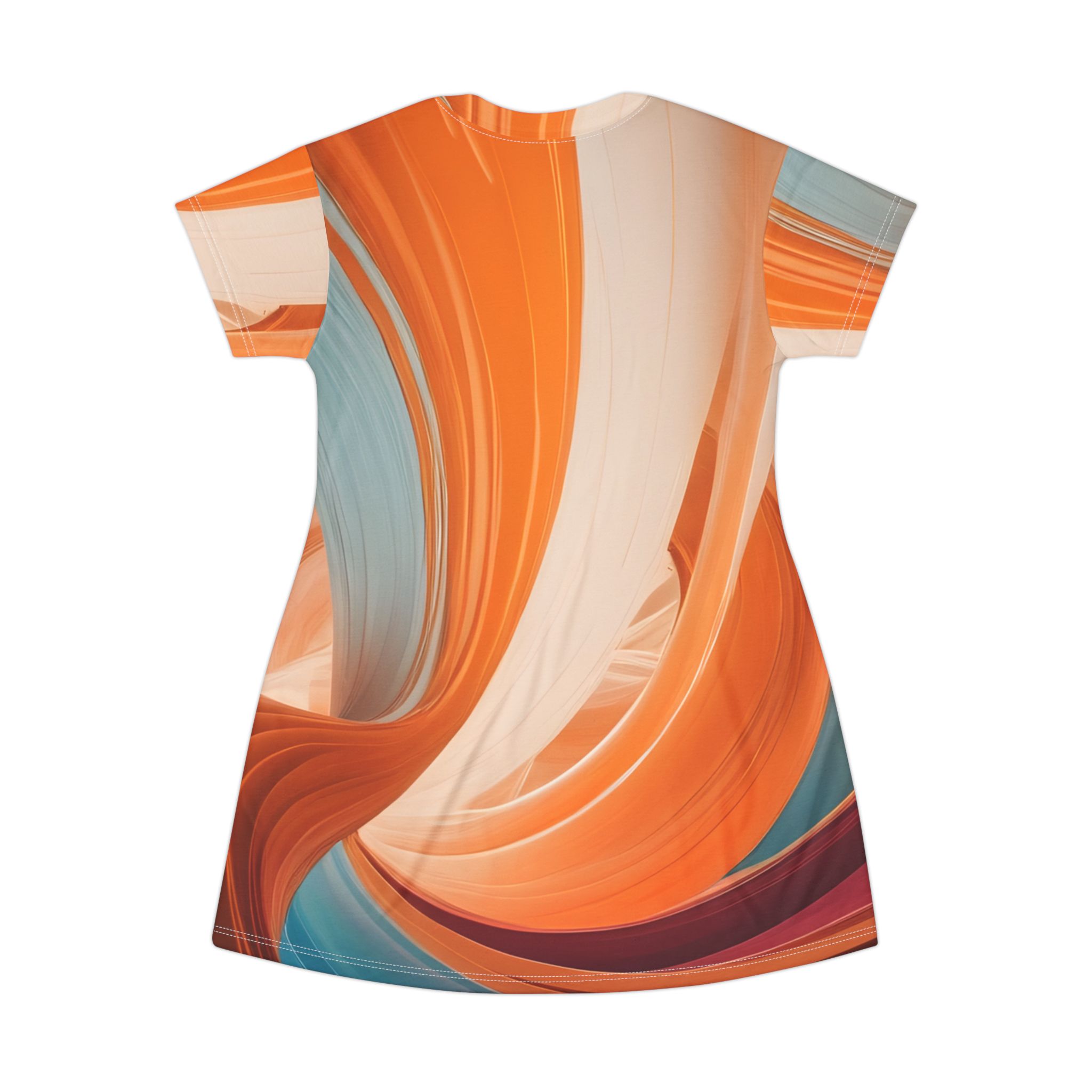 Abstract Orange Swirl T-Shirt Dress - Image 3