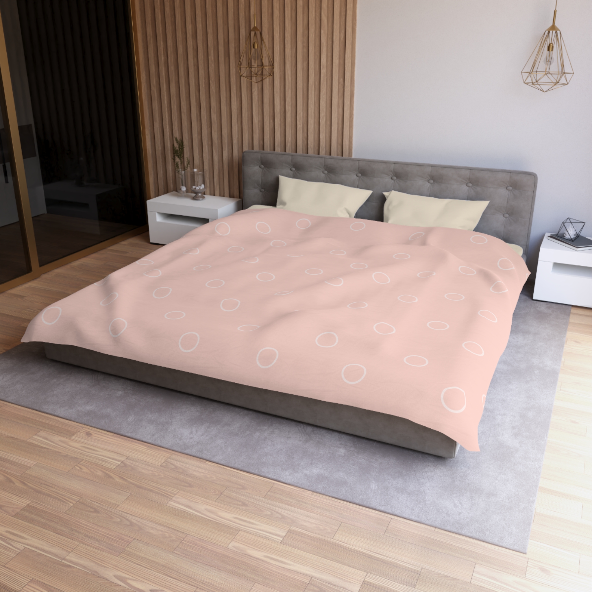 Pink Minimalist Circle Pattern Microfiber Duvet Cover - Image 18