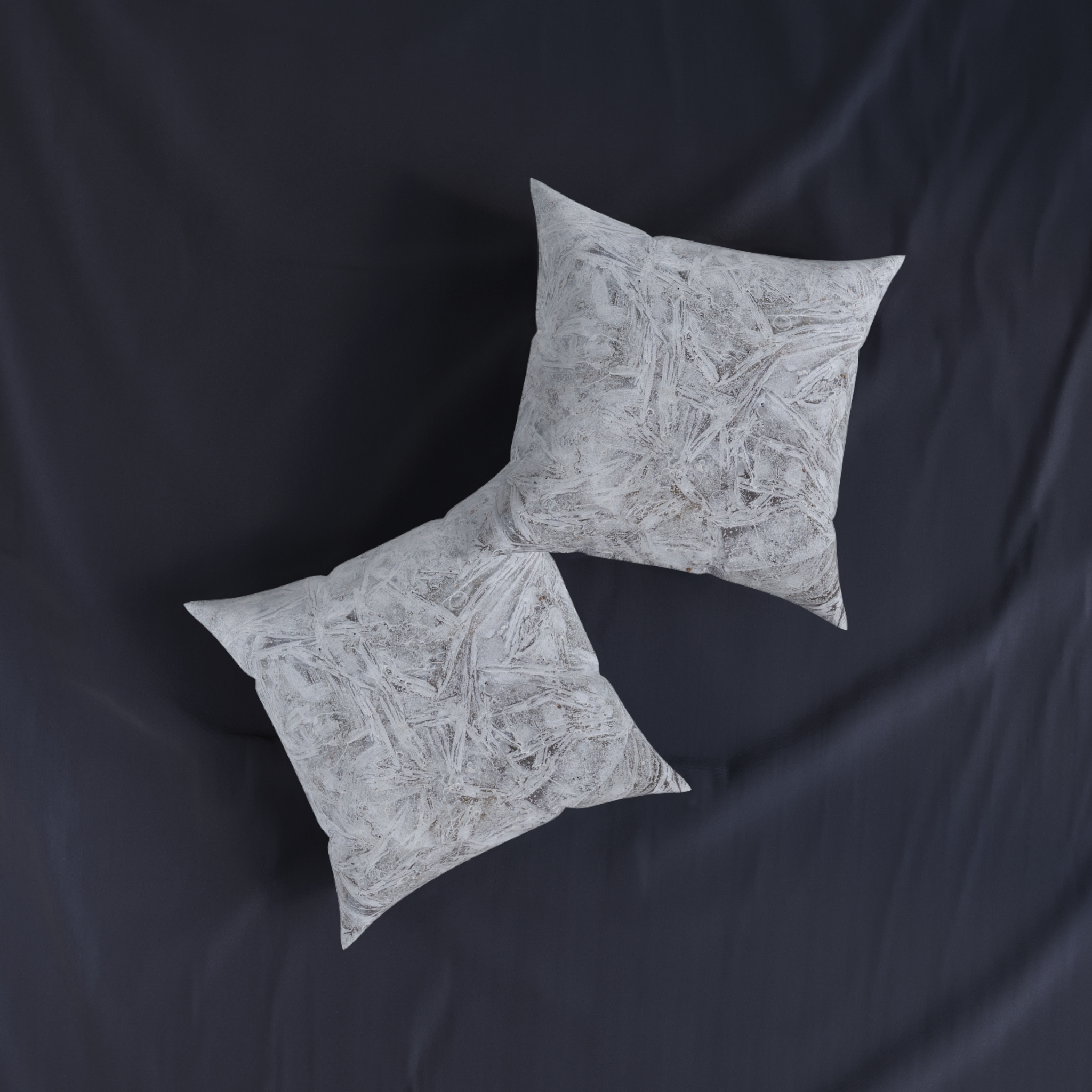 Frosted Ice Texture Square Pillow — Winter Snowflake Accent Cushion