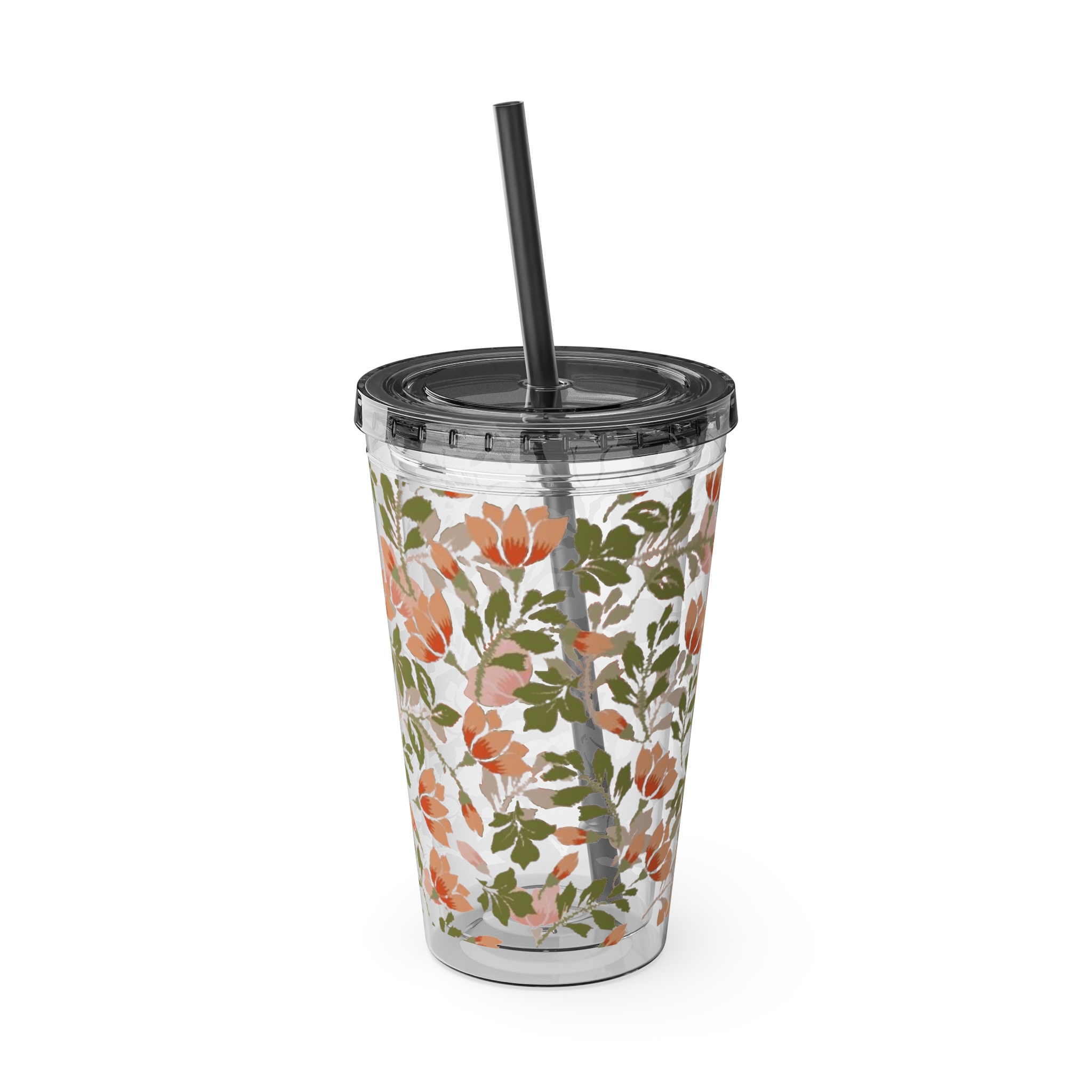 Floral Tumbler with Straw, 16oz - Image 6