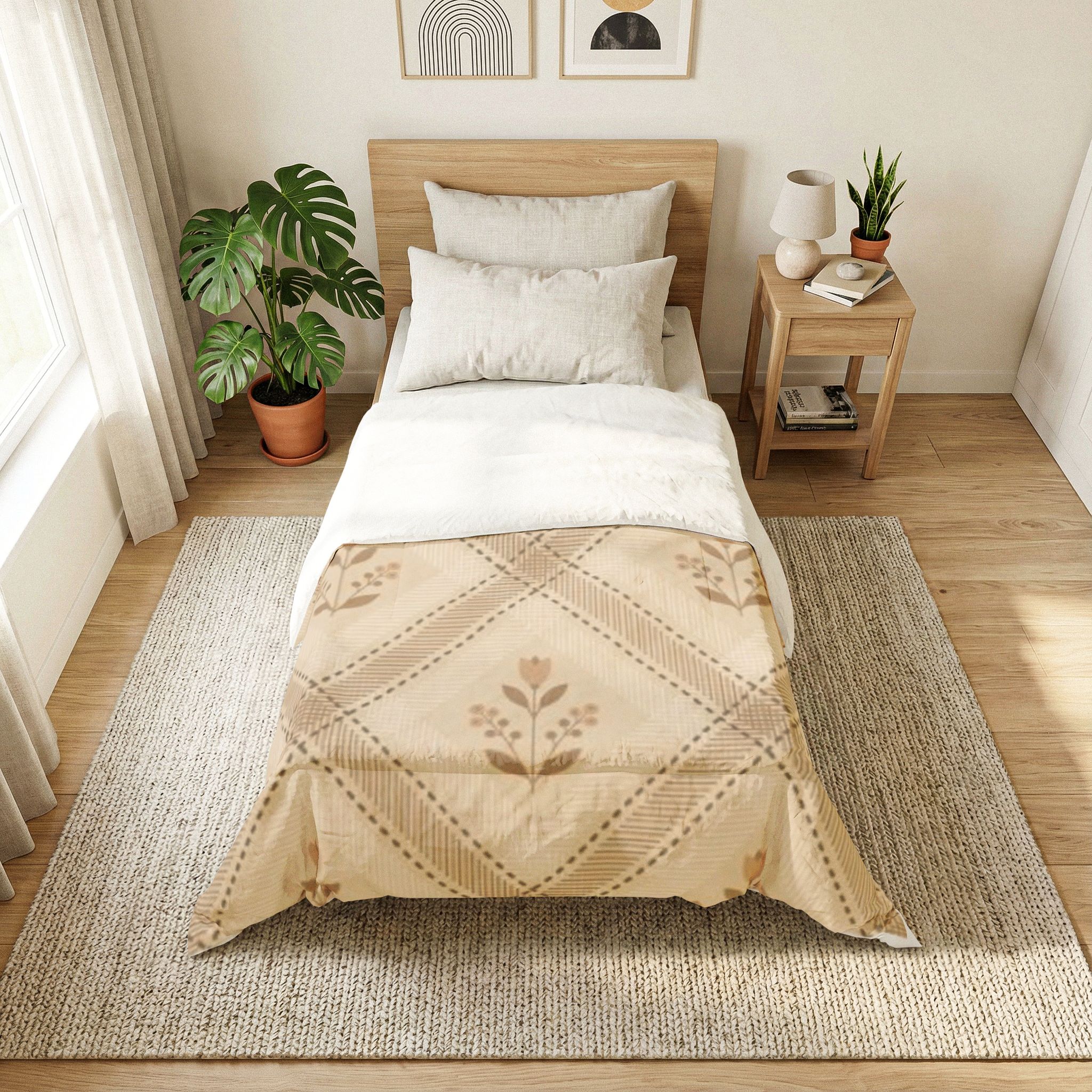 Vintage Floral Diamond Pattern Cotton Comforter - Image 6