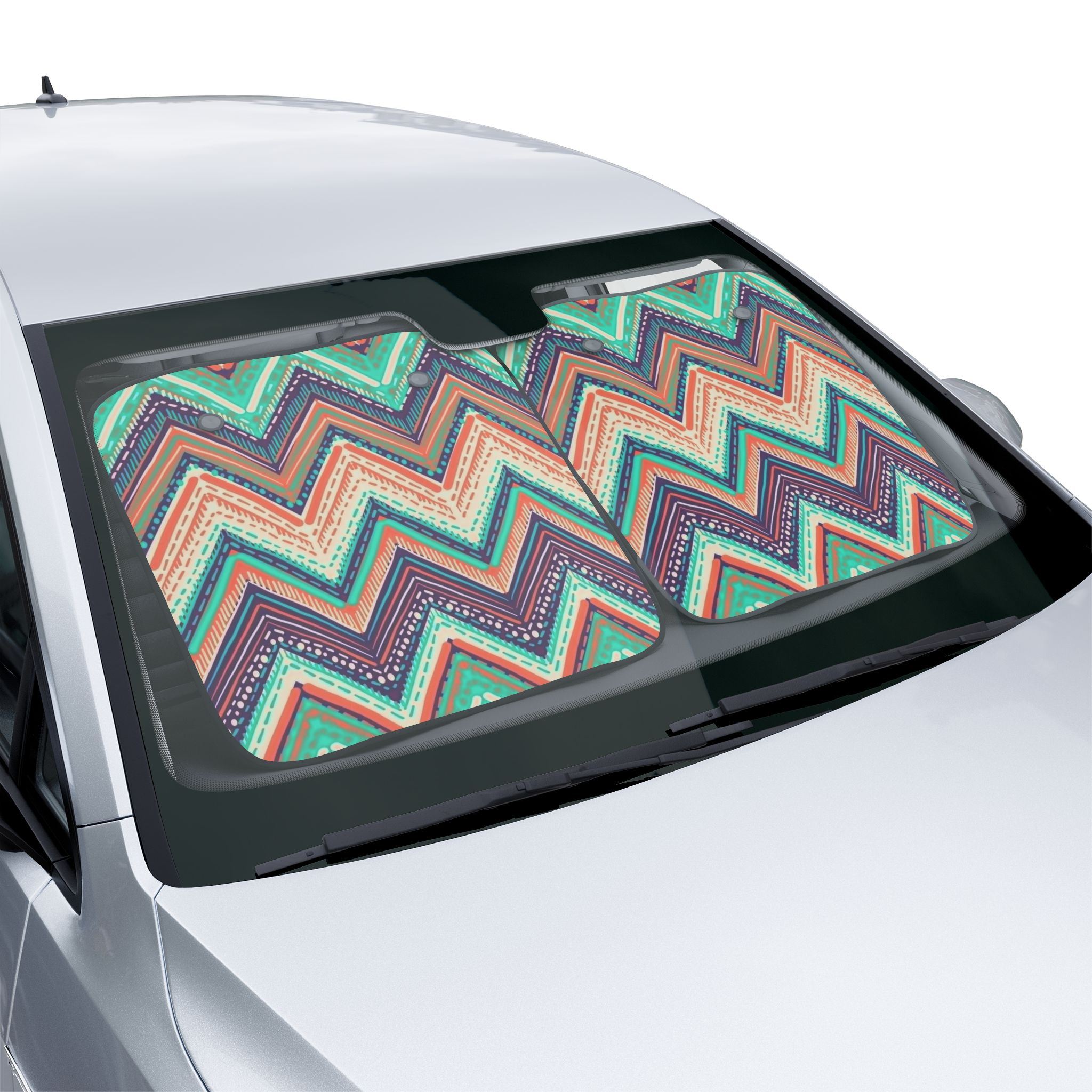 Colorful Chevron Pattern Car Sun Shade - Image 6