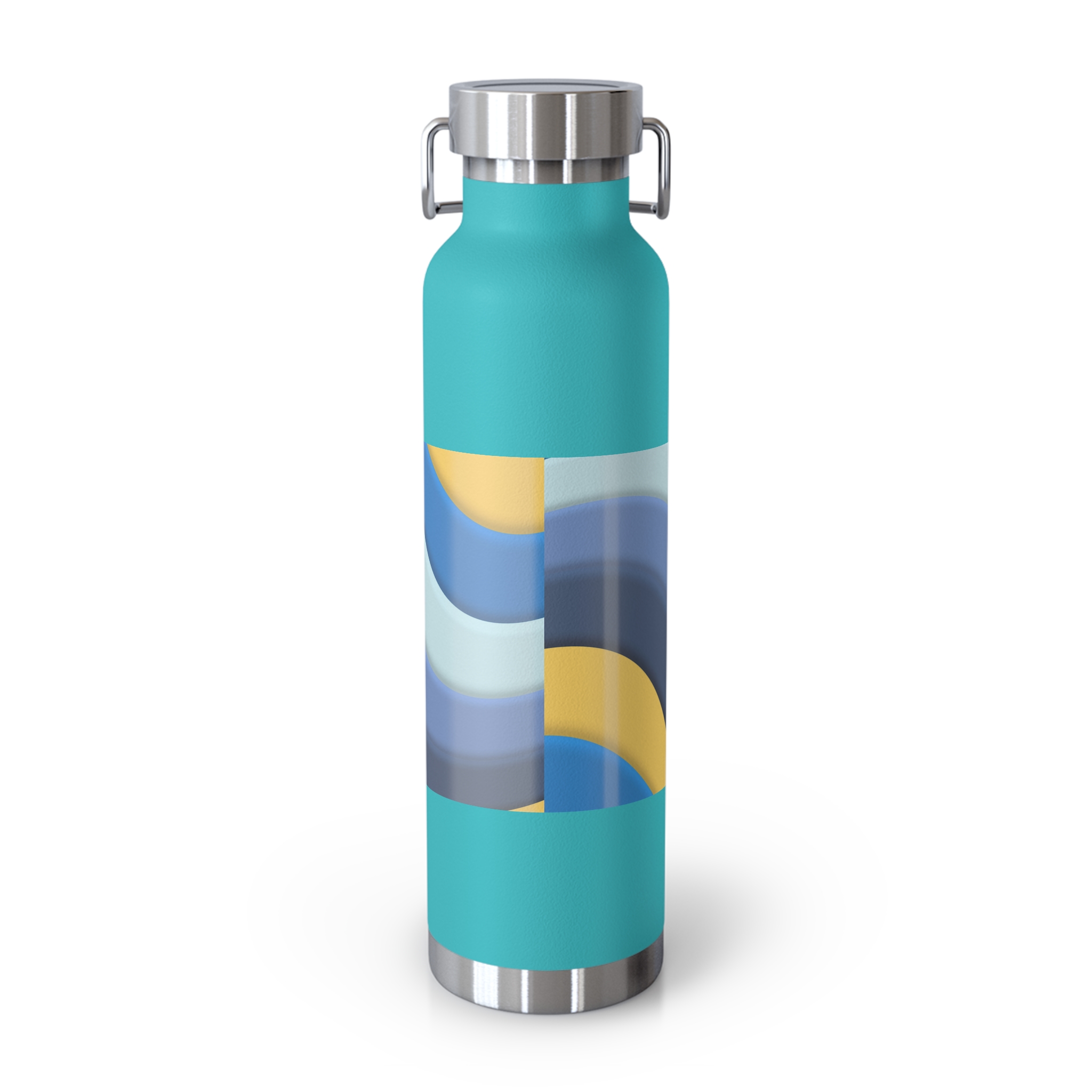 22oz Abstract Blue and Yellow Wave Vacuum Insulated Bottle - Image 29