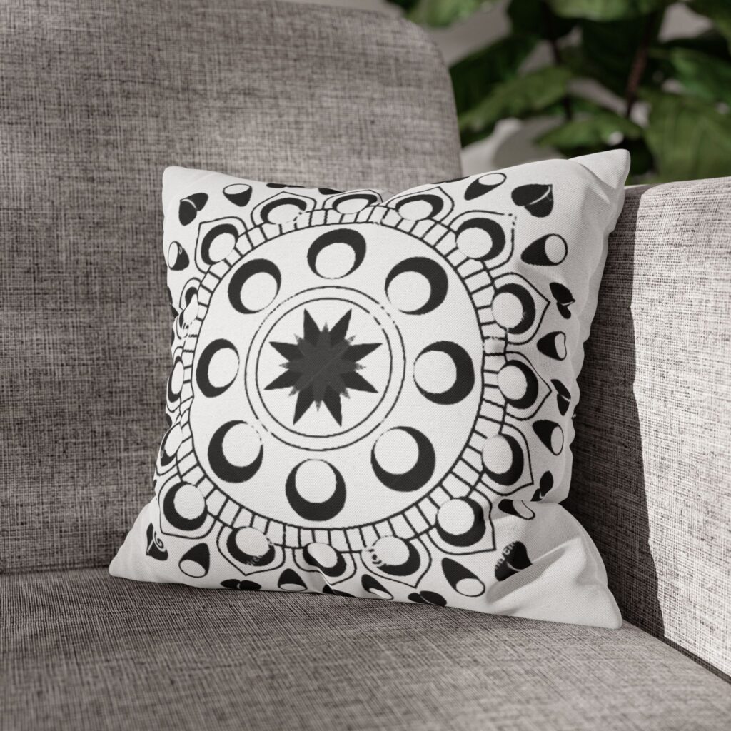 Celestial Moon Phases Mandala Square Pillowcase