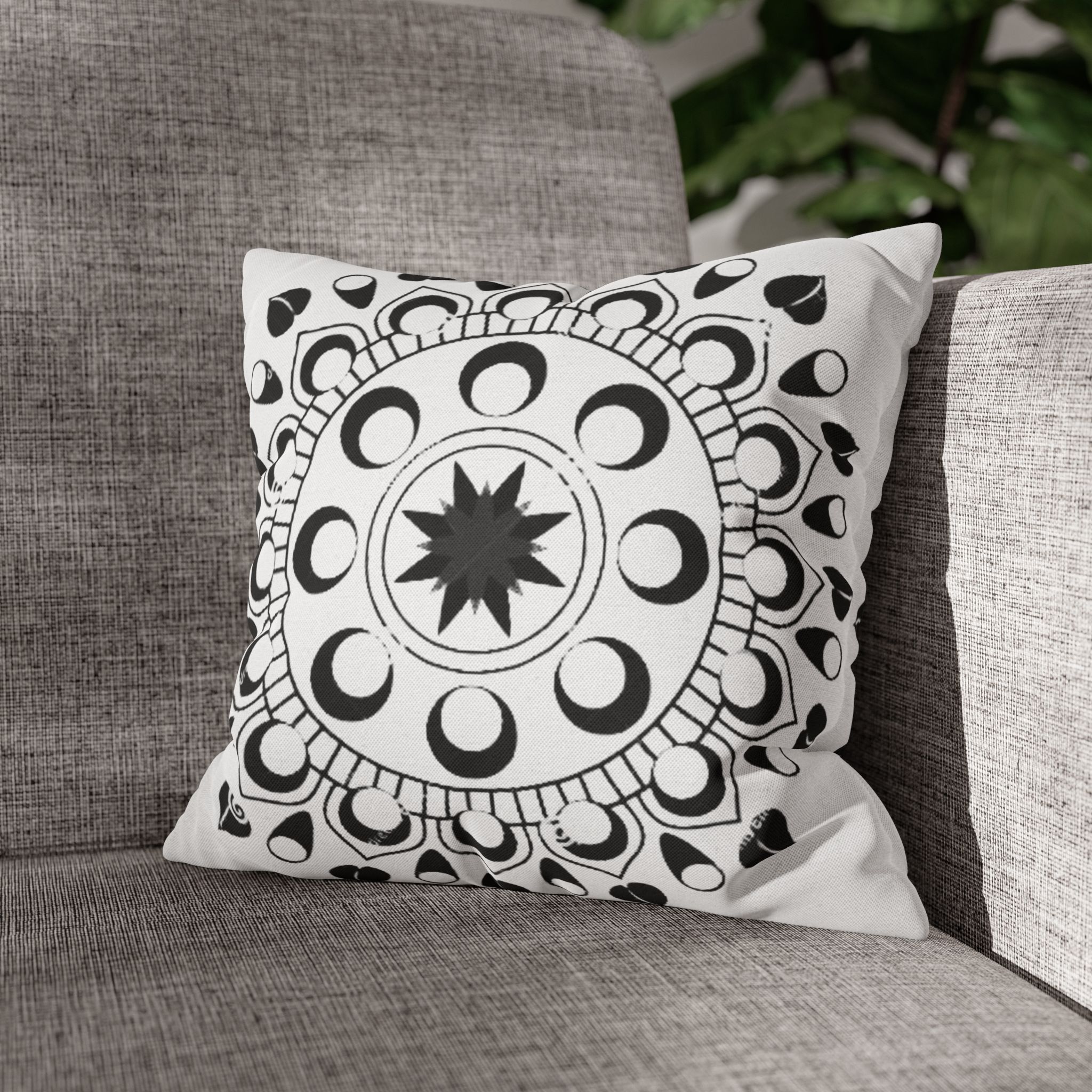 Celestial Moon Phases Mandala Square Pillowcase